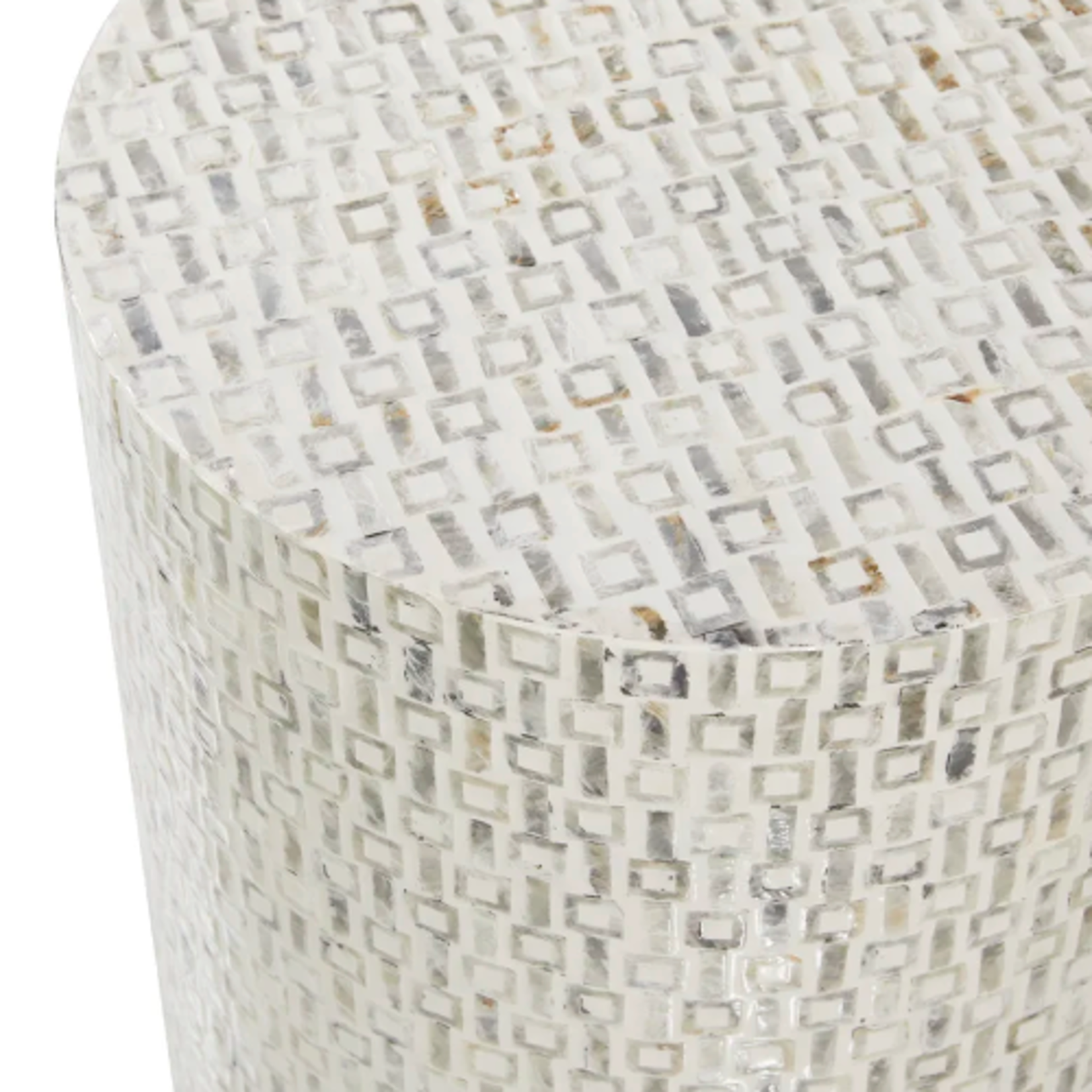 Outside The Box 18x22 White & Shell Inlay Round Side Table