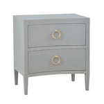 Outside The Box 26x19x28 Set Of 2 Morning Pale Blue Linen Wrapped Mahogany Nightstand - FPBE