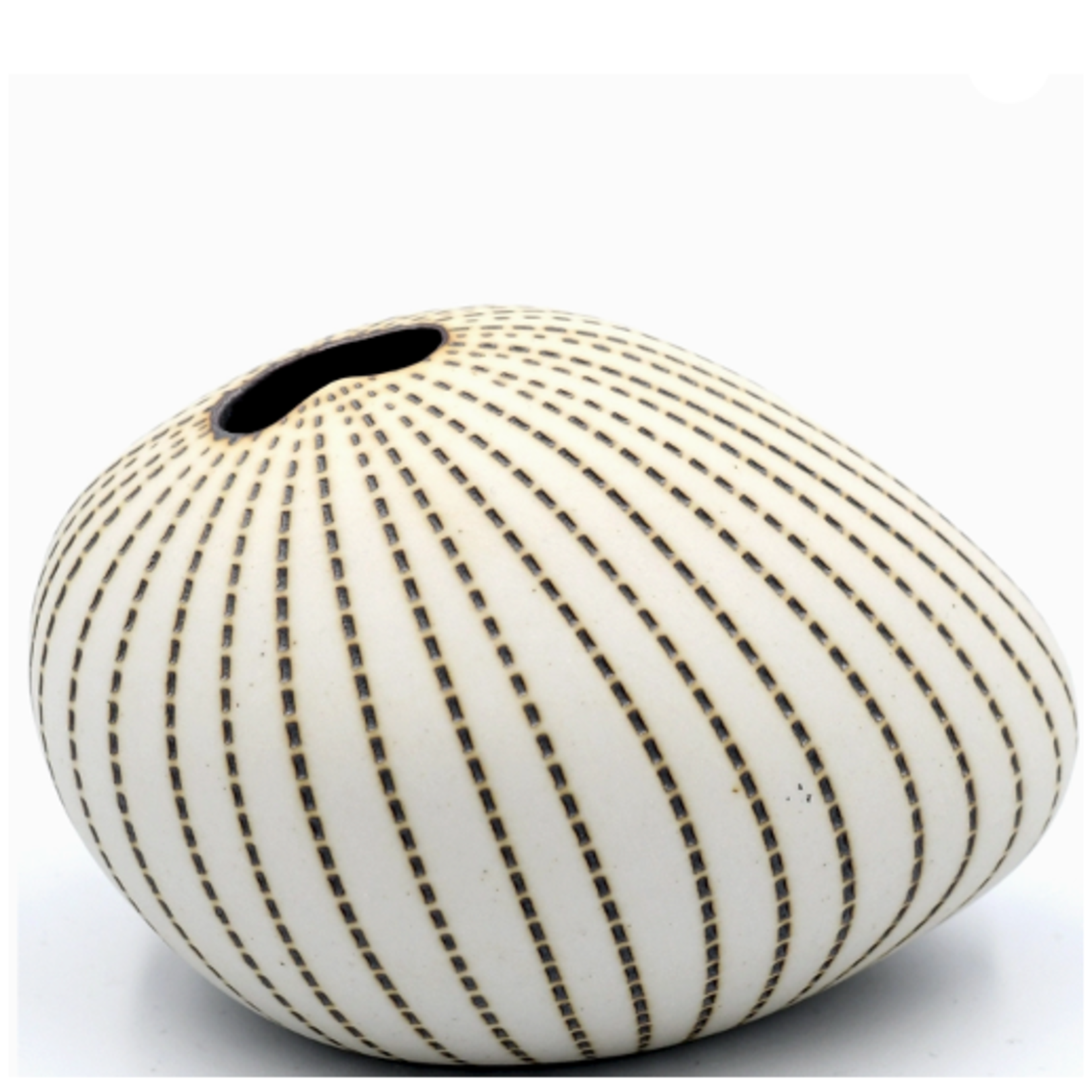 Outside The Box 4" Pebble Ivory & Brown Dots Handcrafted Porcelain Mini Bud Vase