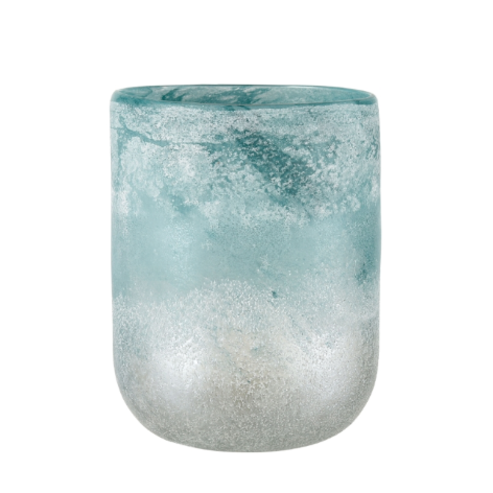 Outside The Box 10" Haweswater Frosted Turquoise Glass Vase
