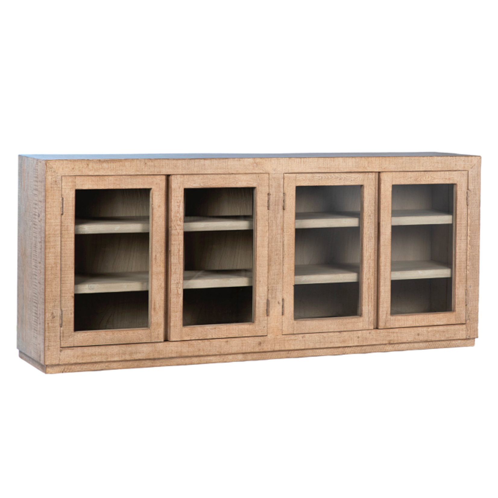 Outside The Box 84x18x36 Suffolk 4 Glass Door White Wash Reclaimed Pine Server