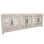 Outside The Box 98x18x36 Aniston Mirrored 6 Door Fret Work Sideboard