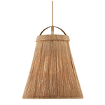 Outside The Box 38" Currey & Co Parnell Natural Abaca Rope & Wrought Iron Pendant