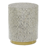 Outside The Box 18x22 Gray Mother Of Pearl Inlay Shell Round Side Table