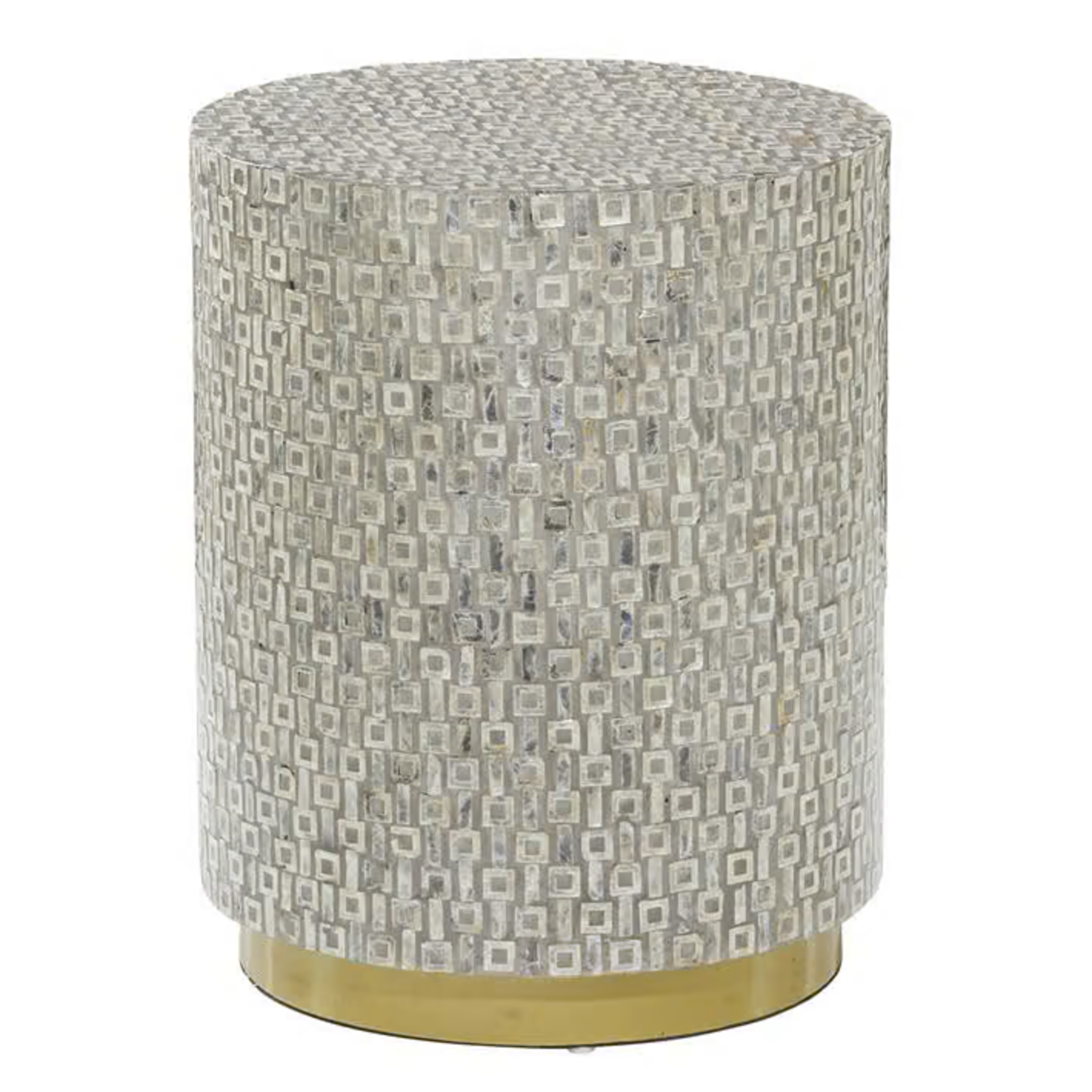 Outside The Box 18x22 Gray Mother Of Pearl Inlay Shell Round Side Table