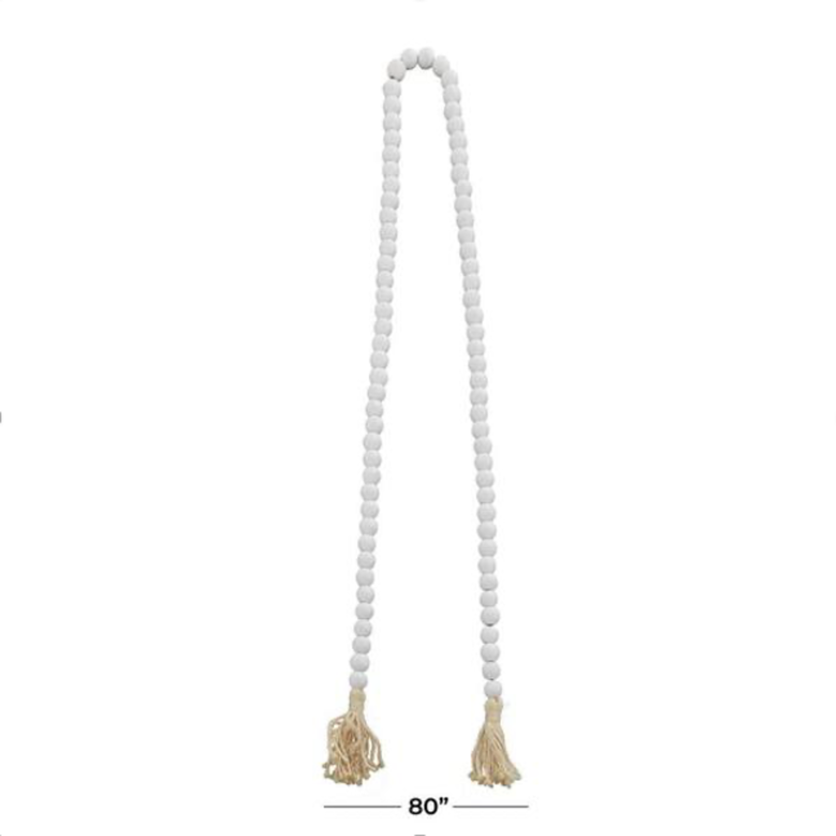 Outside The Box 80" White Mango Wood Bead Garland With Tassel
