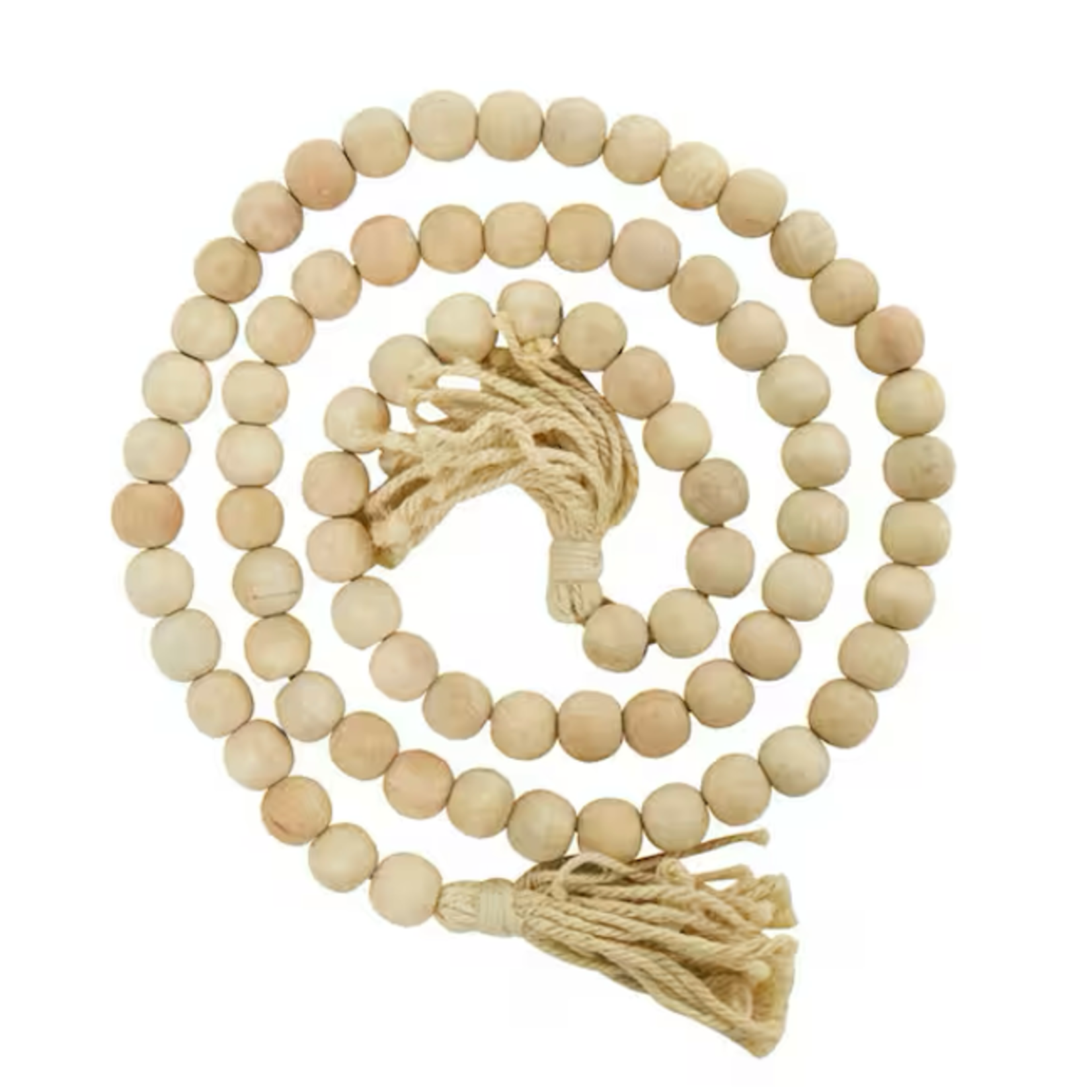 Outside The Box 80" Natural Mango Wood Bead Garland With Tassel