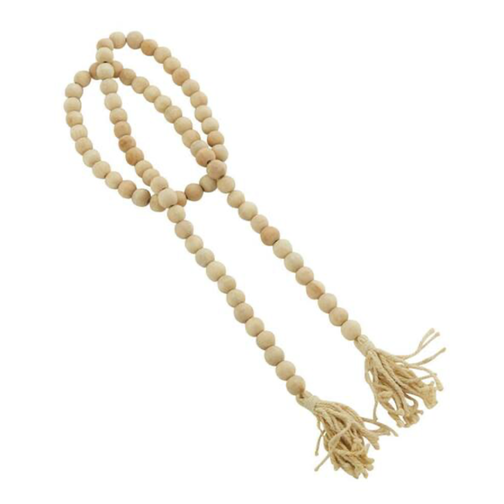Outside The Box 80" Natural Mango Wood Bead Garland With Tassel