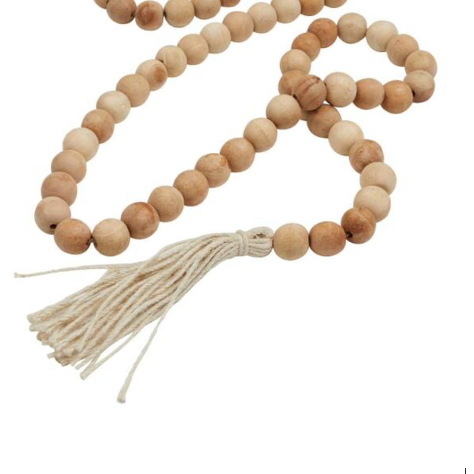 Outside The Box 80" Natural Mango Wood Bead Garland With Tassel