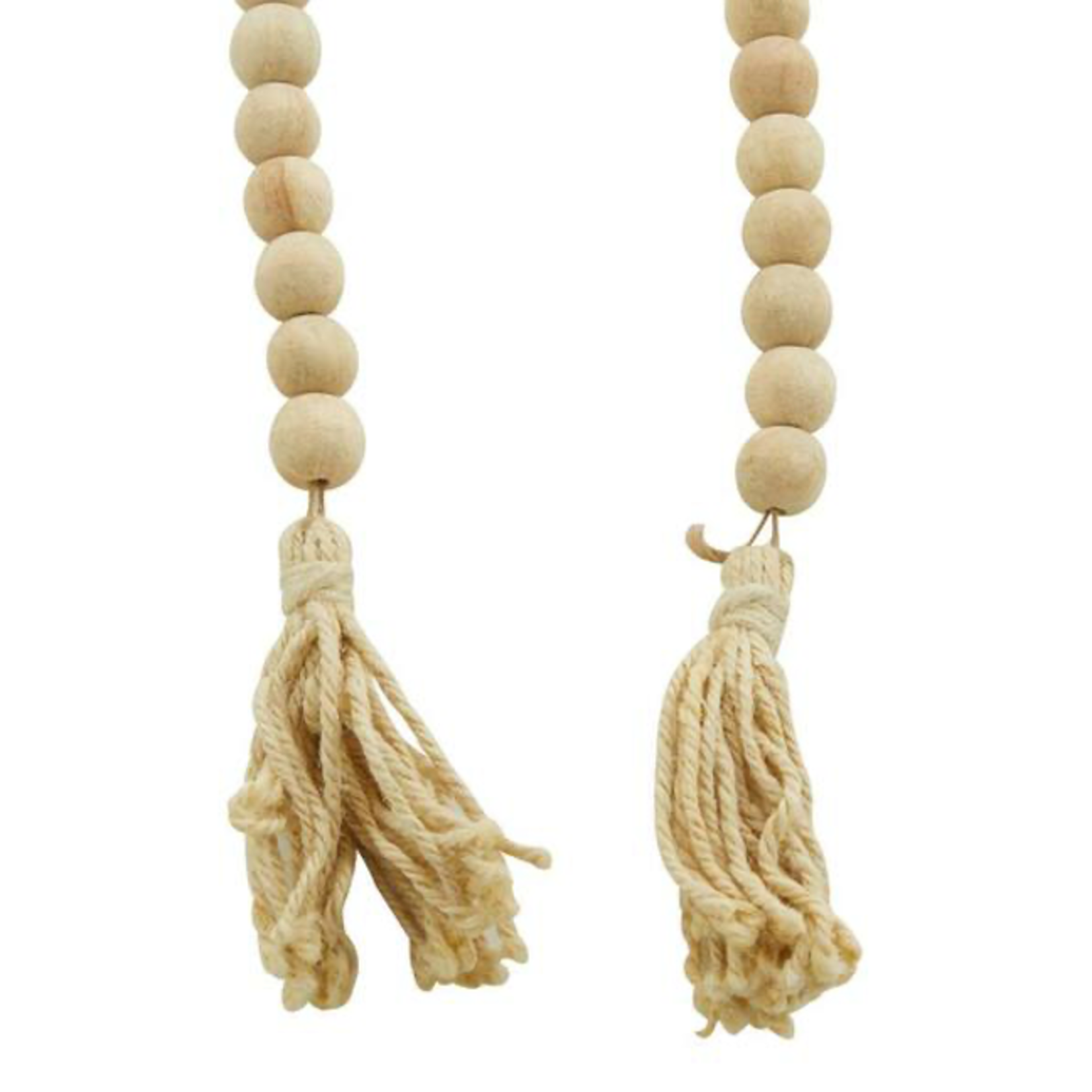 Outside The Box 80" Natural Mango Wood Bead Garland With Tassel