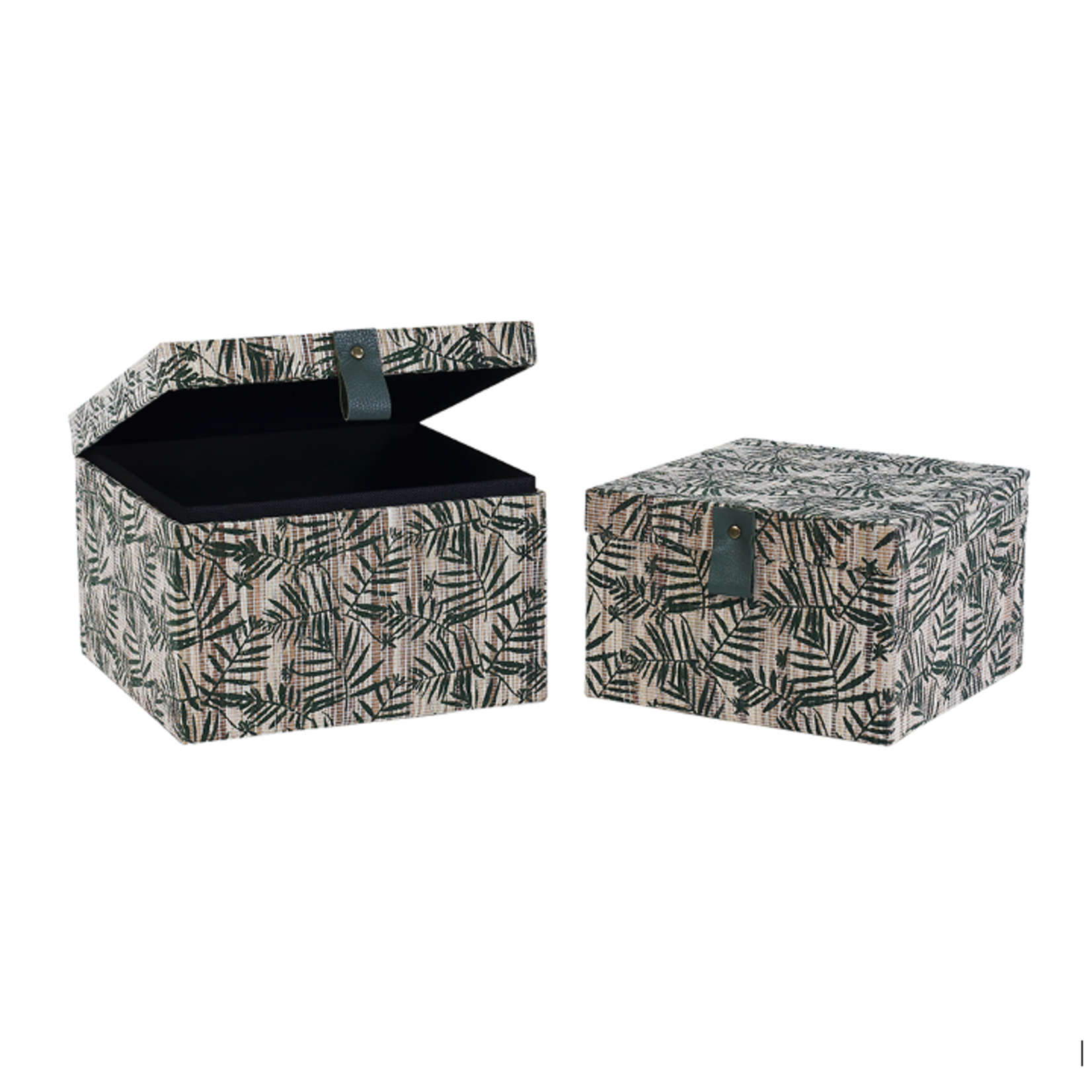Outside The Box 10", 9", & 8" Set Of 3 Palm Green Square Decorative Boxes