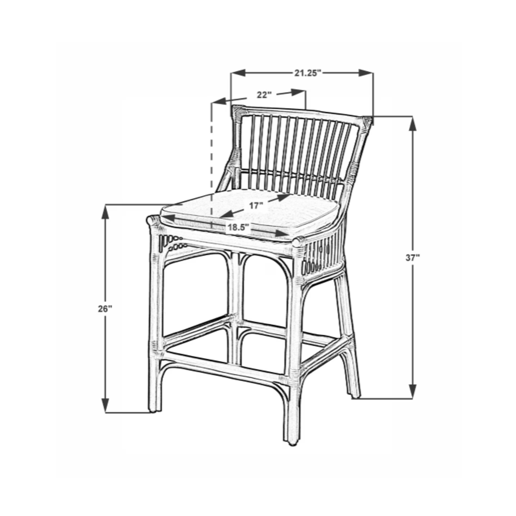 Outside The Box 27" Winston II Rattan Counter Stool In Sky Blue