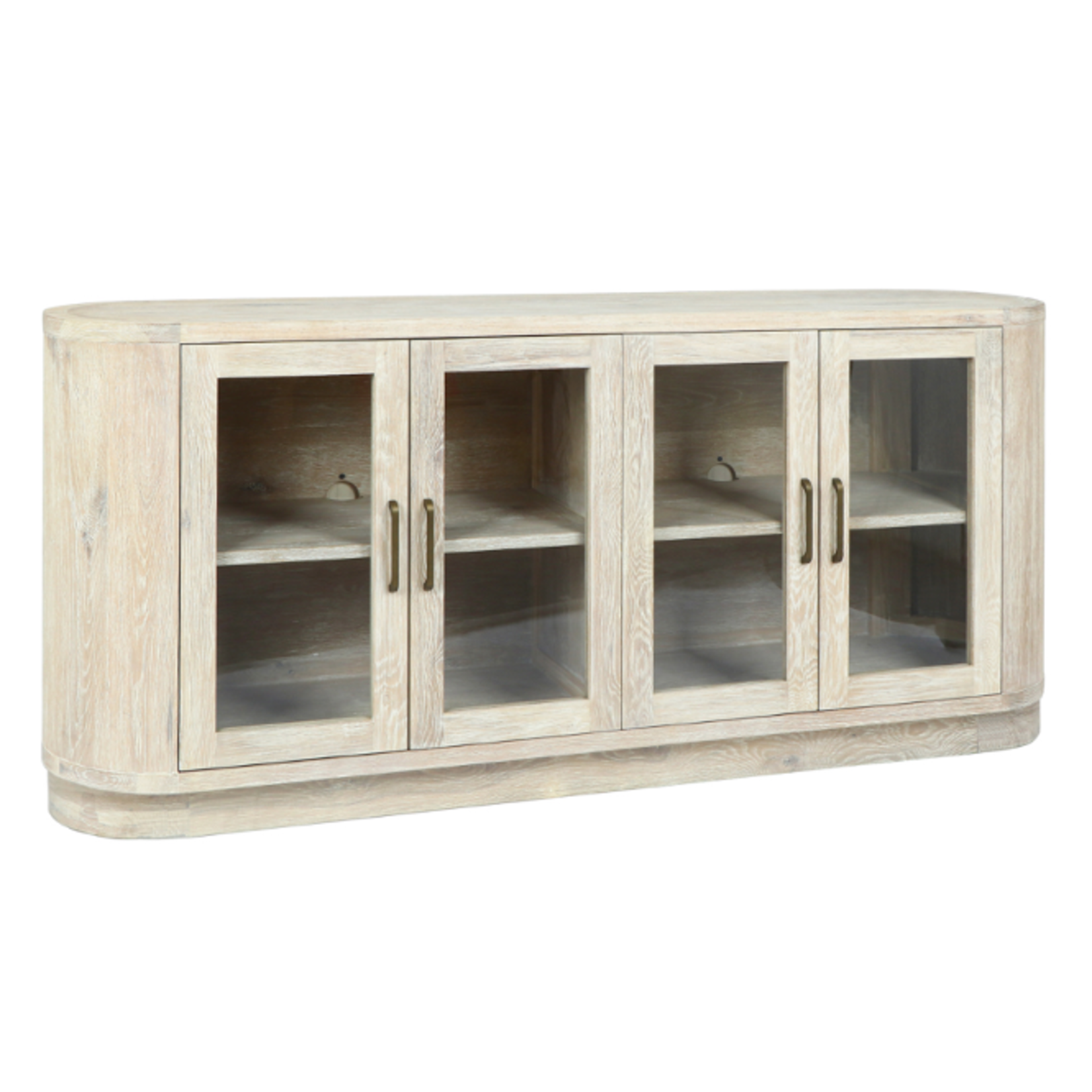 Outside The Box 78x18x36 Biltmore Solid Oak White Wash 4 Door Buffet / Sideboard