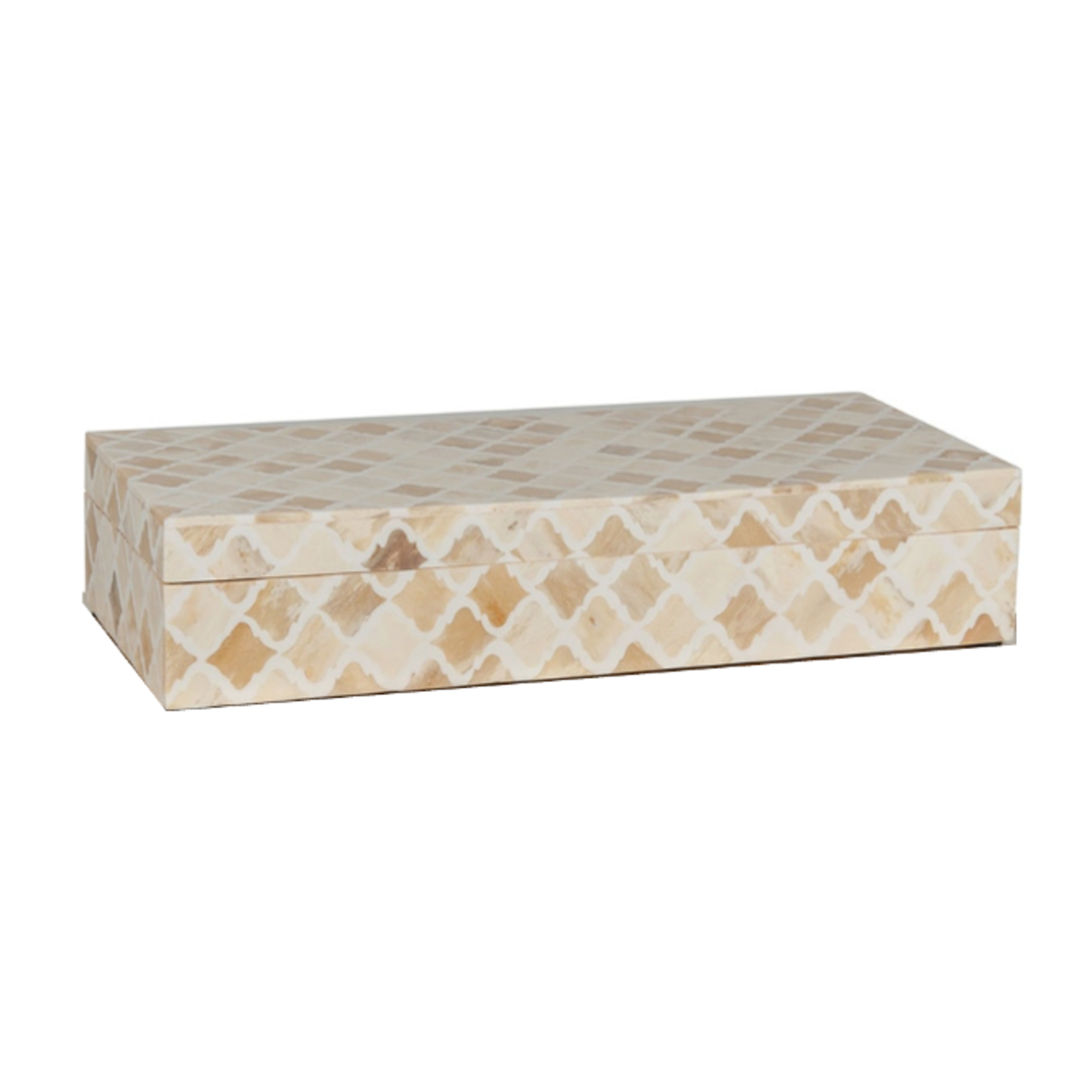 Outside The Box 16"  Rhea White Inlay & Wood Decorative Box