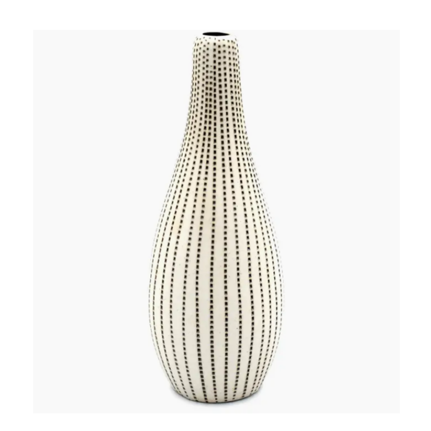 Outside The Box 6" Modo Mini Ivory & Brown Dots Handcrafted Porcelain Bud Vase