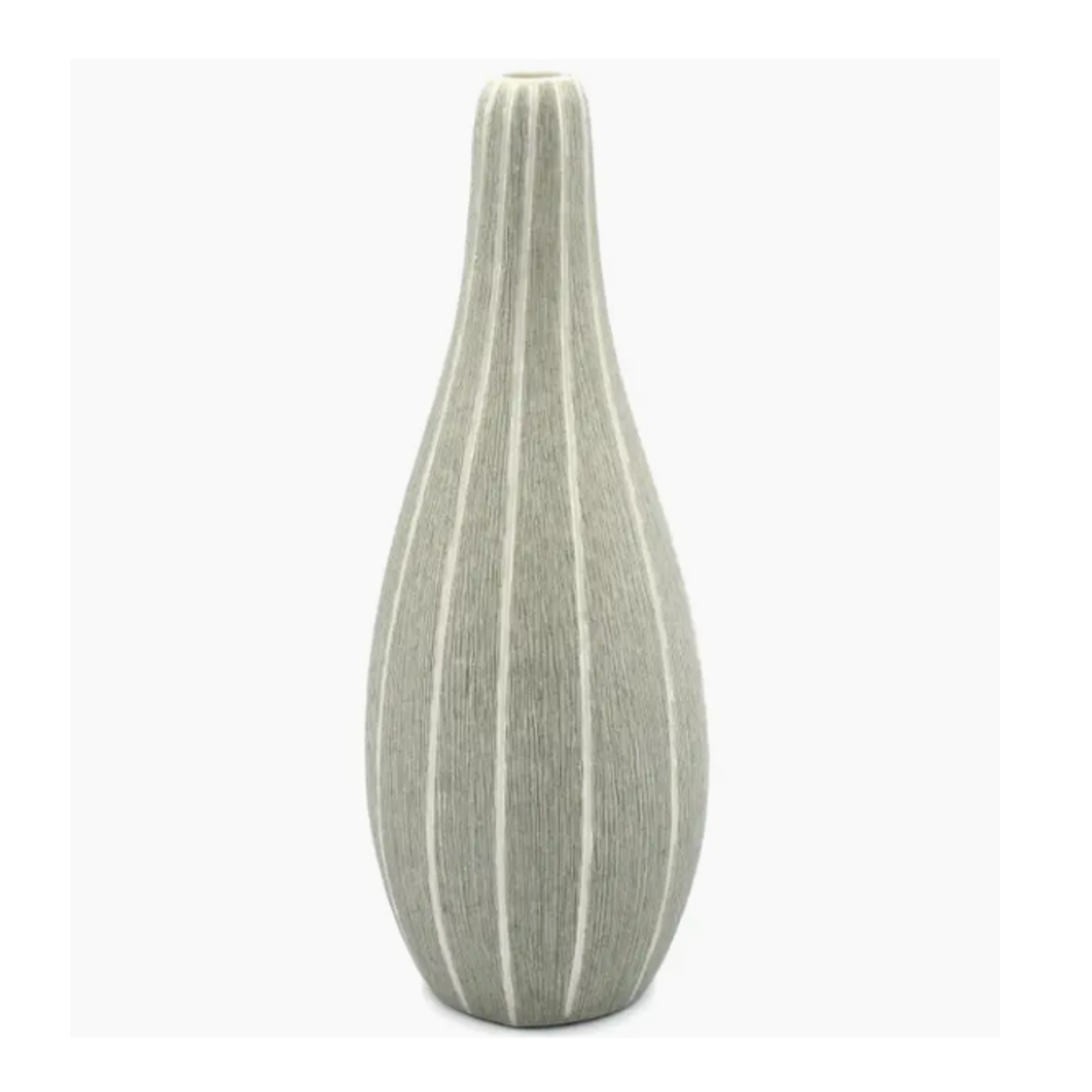 Outside The Box 6" Modo Mini Grey & White Stripes Handcrafted Porcelain Bud Vase