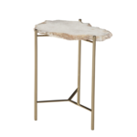 Outside The Box 16x21 Cora Natural Marble & Champagne Gold Base Accent Table