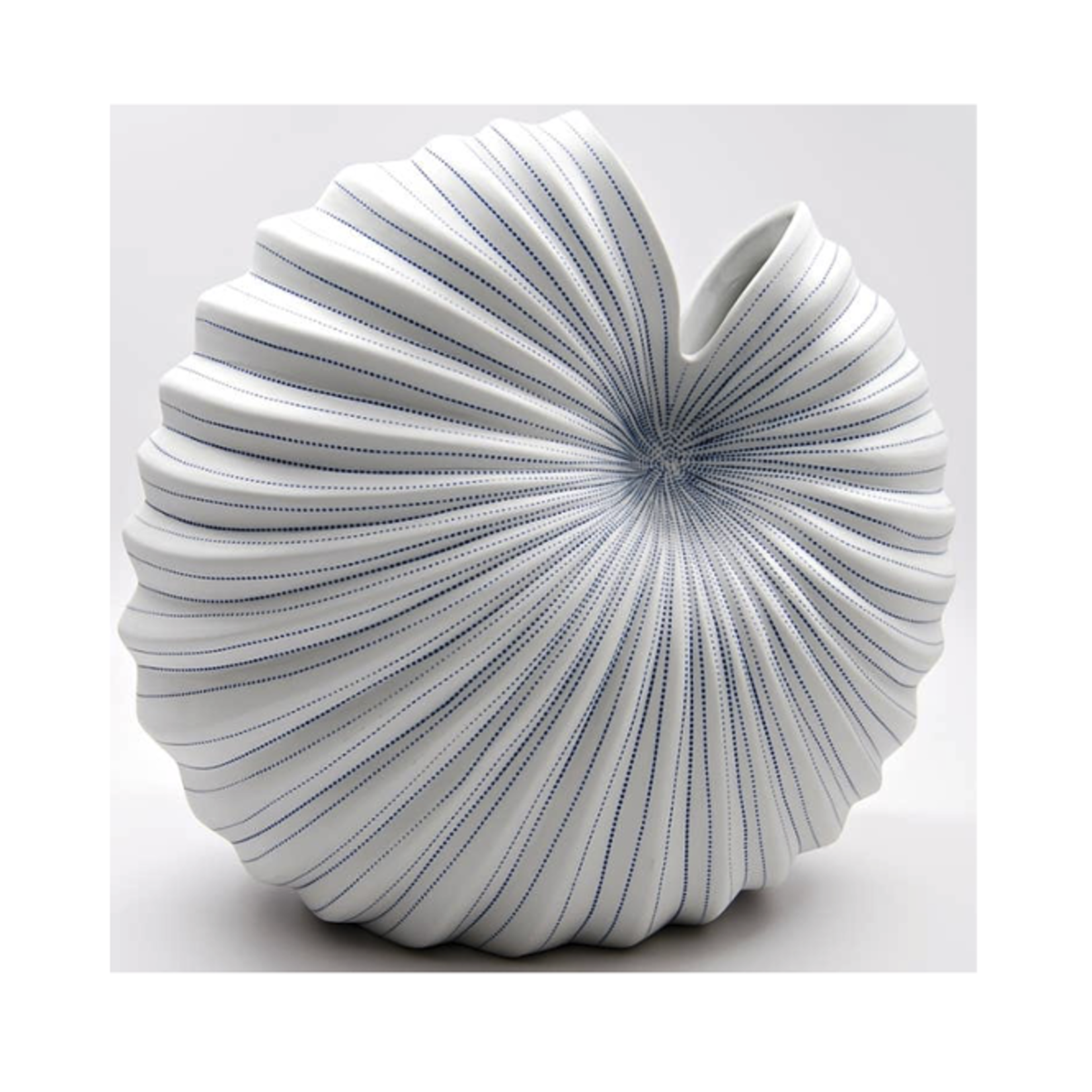 Outside The Box 13" Palm White & Blue Dots Handcrafted Porcelain Vase