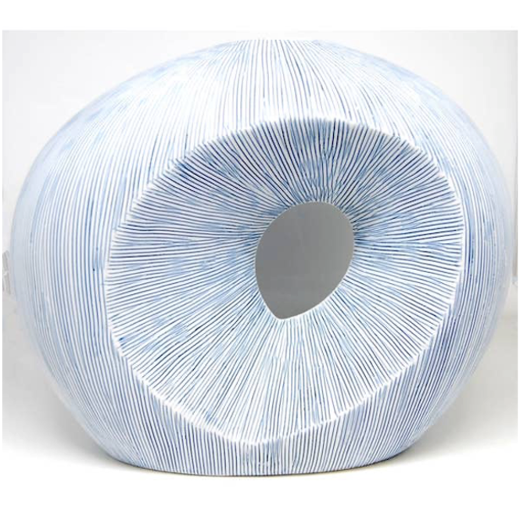 Outside The Box 10" Artura White & Blue Stripes Handcrafted Porcelain Vase
