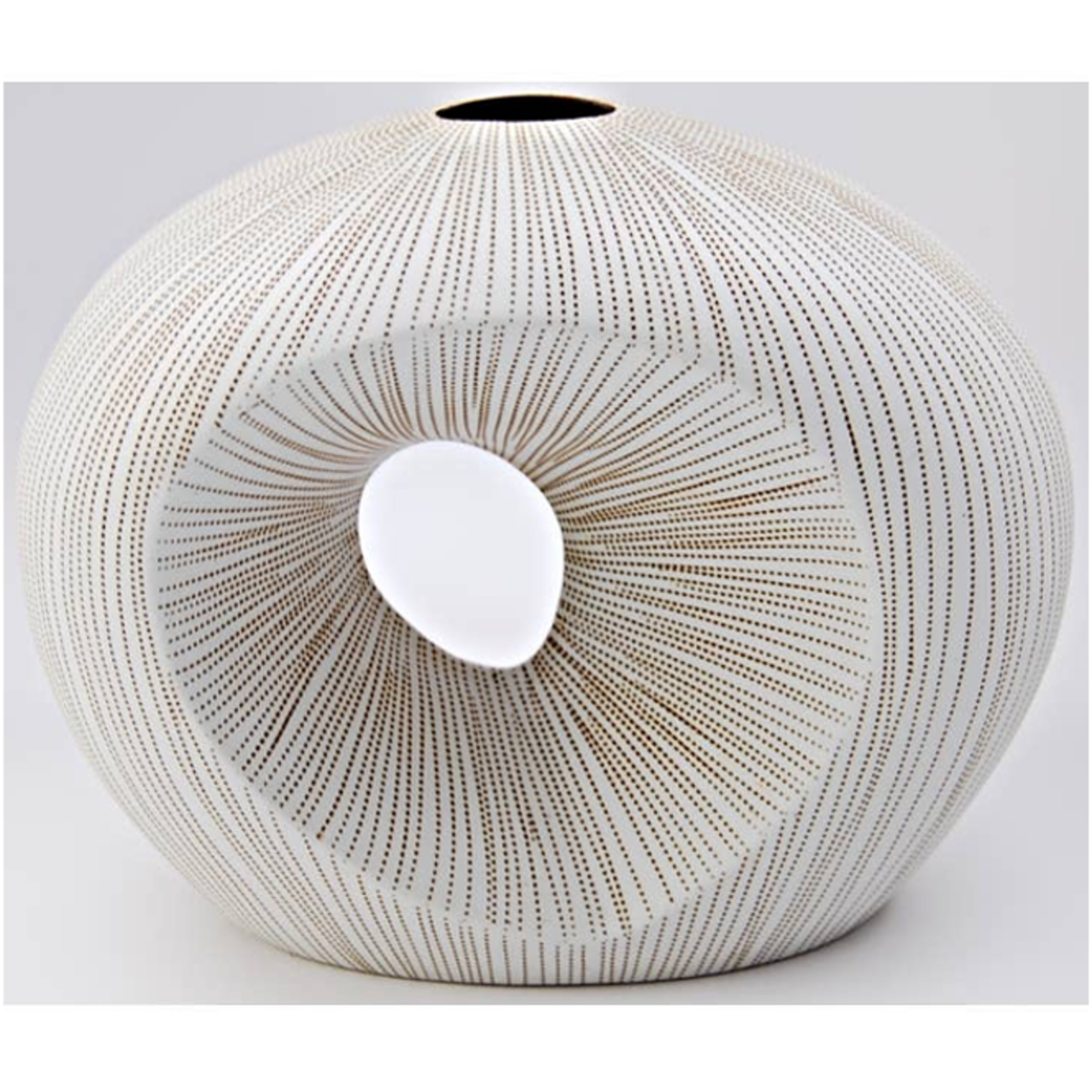 Outside The Box 10" Artura White & Brown Dots Handcrafted Porcelain Vase