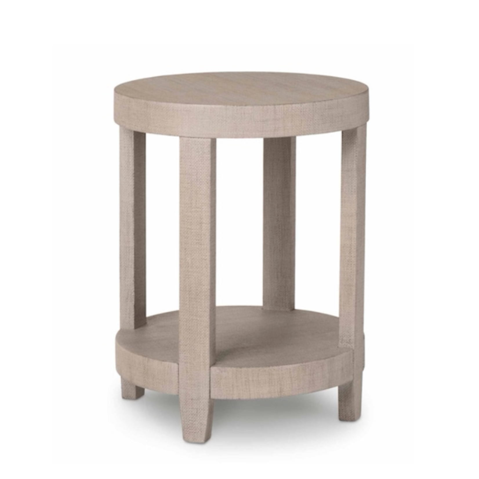 Outside The Box 17x22 Ventura Sand Gray Raffia Round Lamp Table