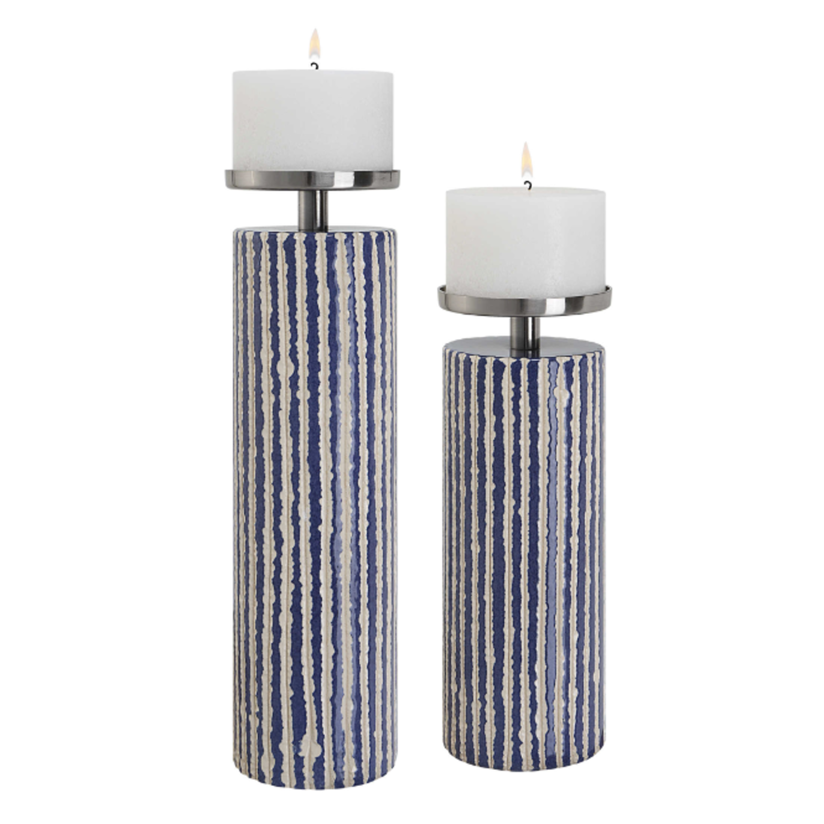 Outside The Box 17" & 14" Set Of 2 Havana Ceramic Candleholders