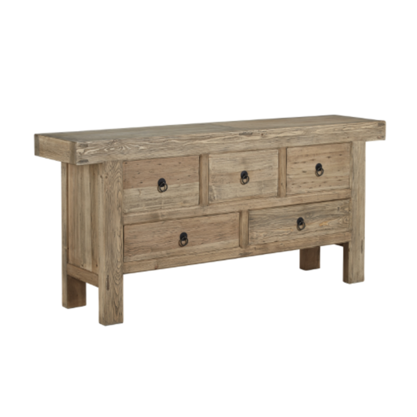 Outside The Box 77x18x36 Old Reclaimed Pine Five Drawer Buffet / Server