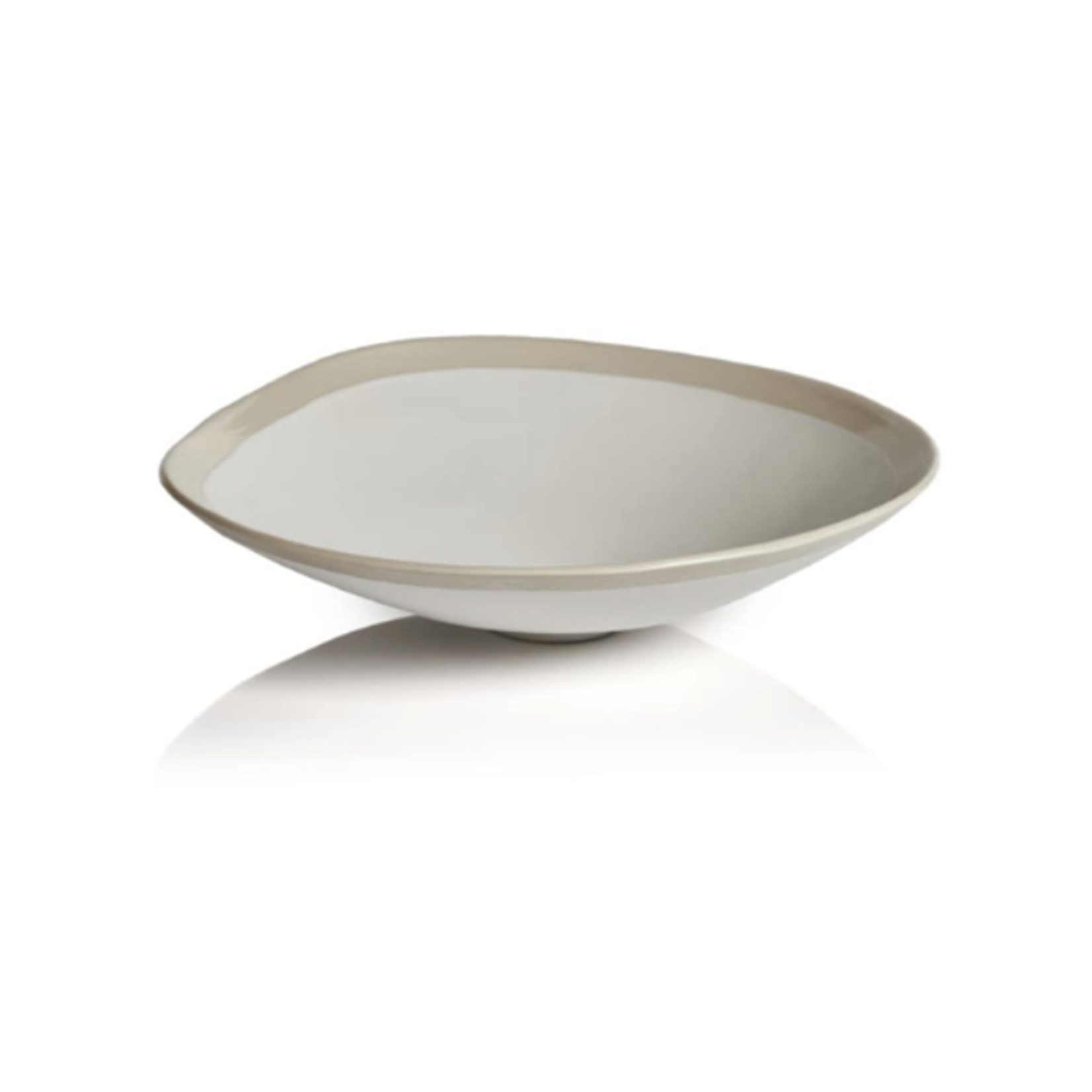 Outside The Box 12" Alanya Organic White Ceramic Linen Texture Bowl