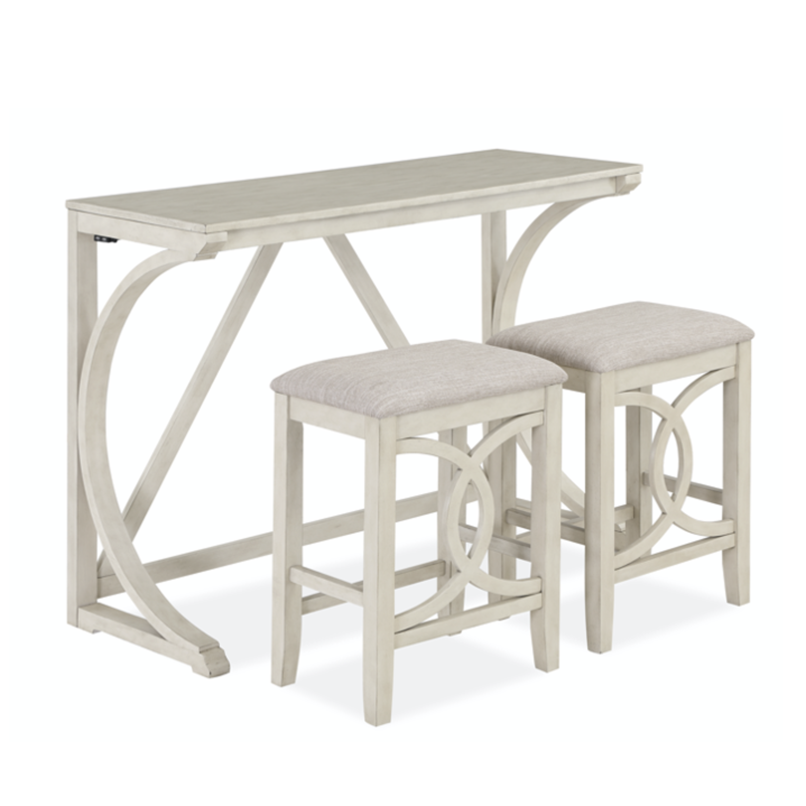 Outside The Box Bella Counter Sofa Table With 2 Stools In Bisque/Brown