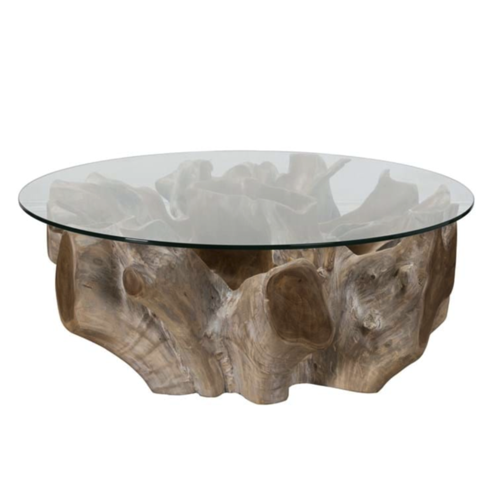 Outside The Box 54x18 Hailey Teak Wood With Glass Top Coffee Table