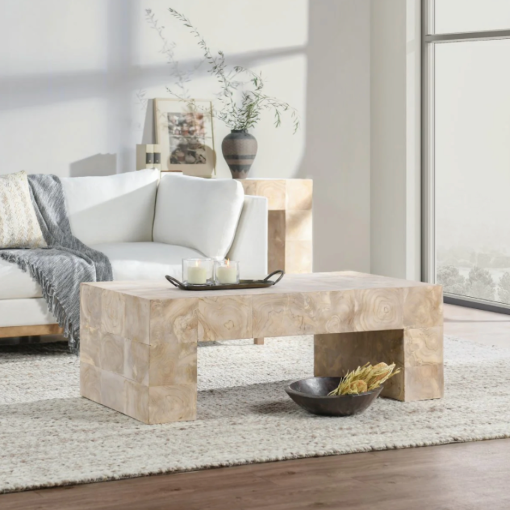 Outside The Box 51x27x18 Anders Solid Teak Wood Rectangular Coffee Table