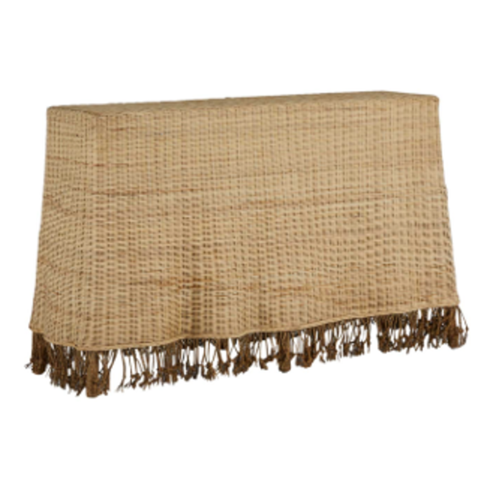 Outside The Box 59x22x35 Desoto Natural Seagrass & Rattan Console Table W / Glass Top