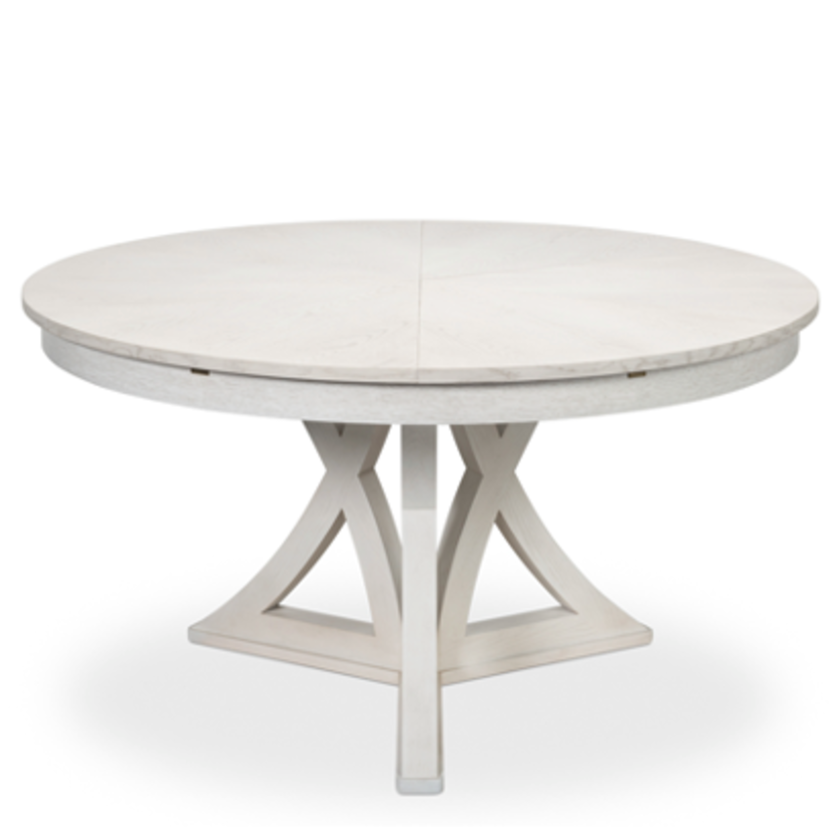 Outside The Box 64" Extends To 84" Casual Jupe White Wash Solid Oak Round Dining Table