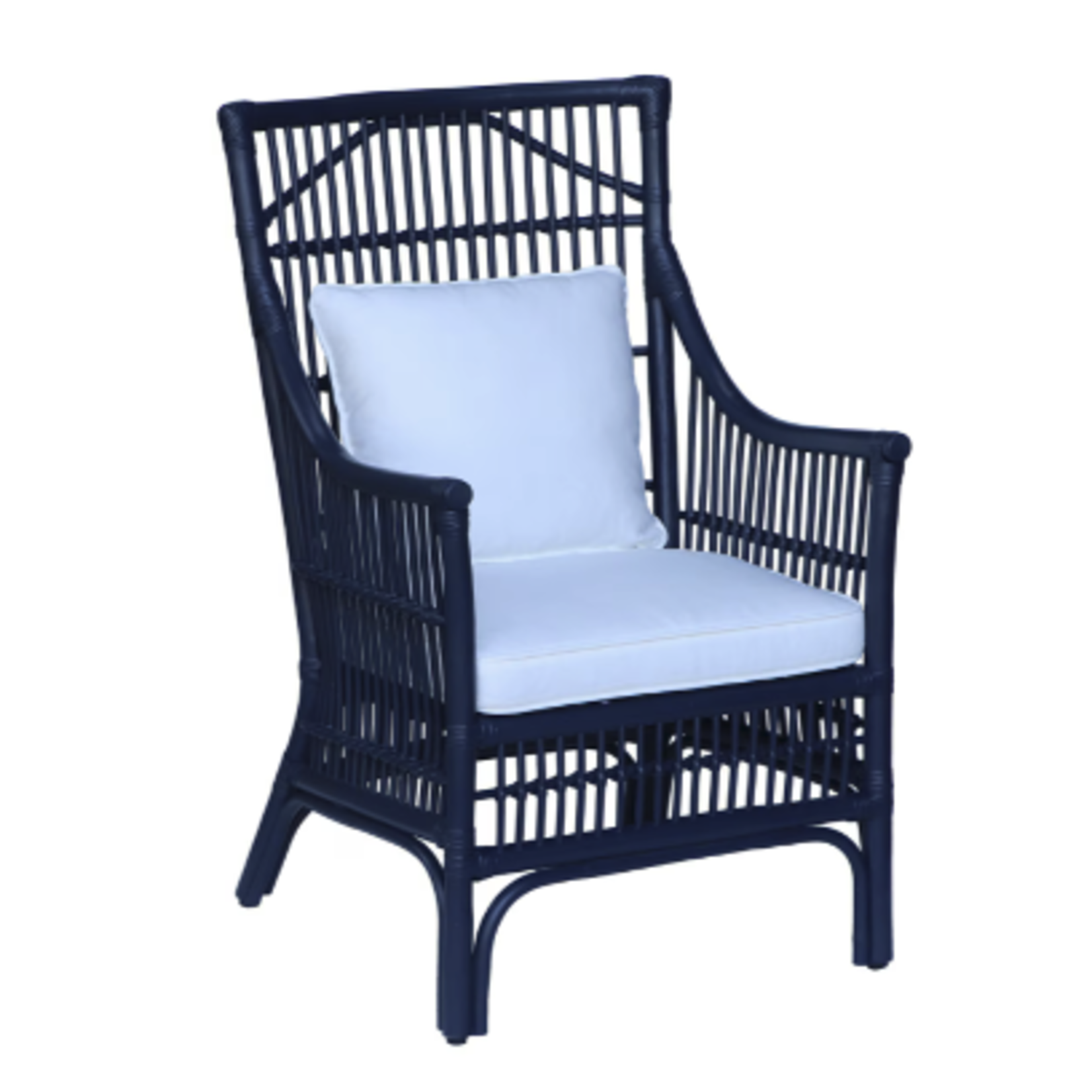 Outside The Box Winston II Rattan Arm Dining Chair In Navy Blue