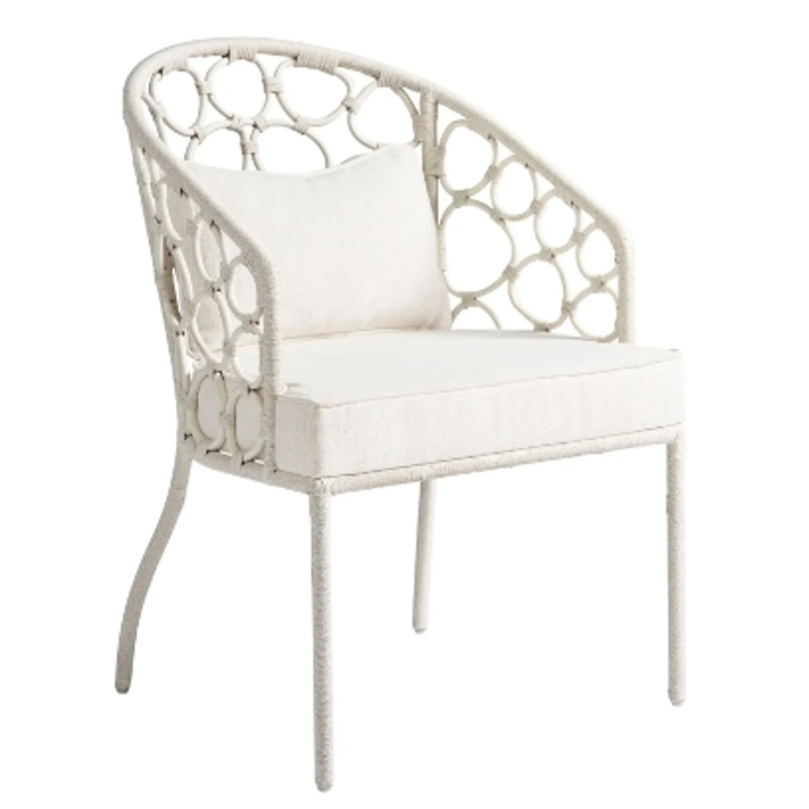 Outside The Box Pebble Coastal White Rattan Live Smart Performance Fabric Dining Chair