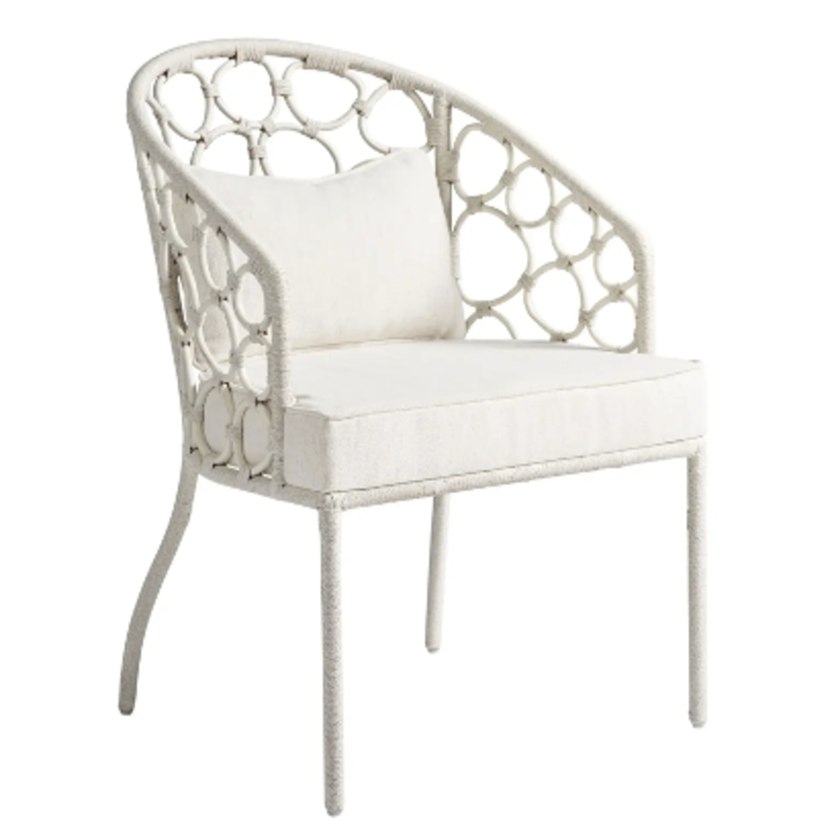 Outside The Box Pebble Coastal White Rattan Live Smart Performance Fabric Dining Chair