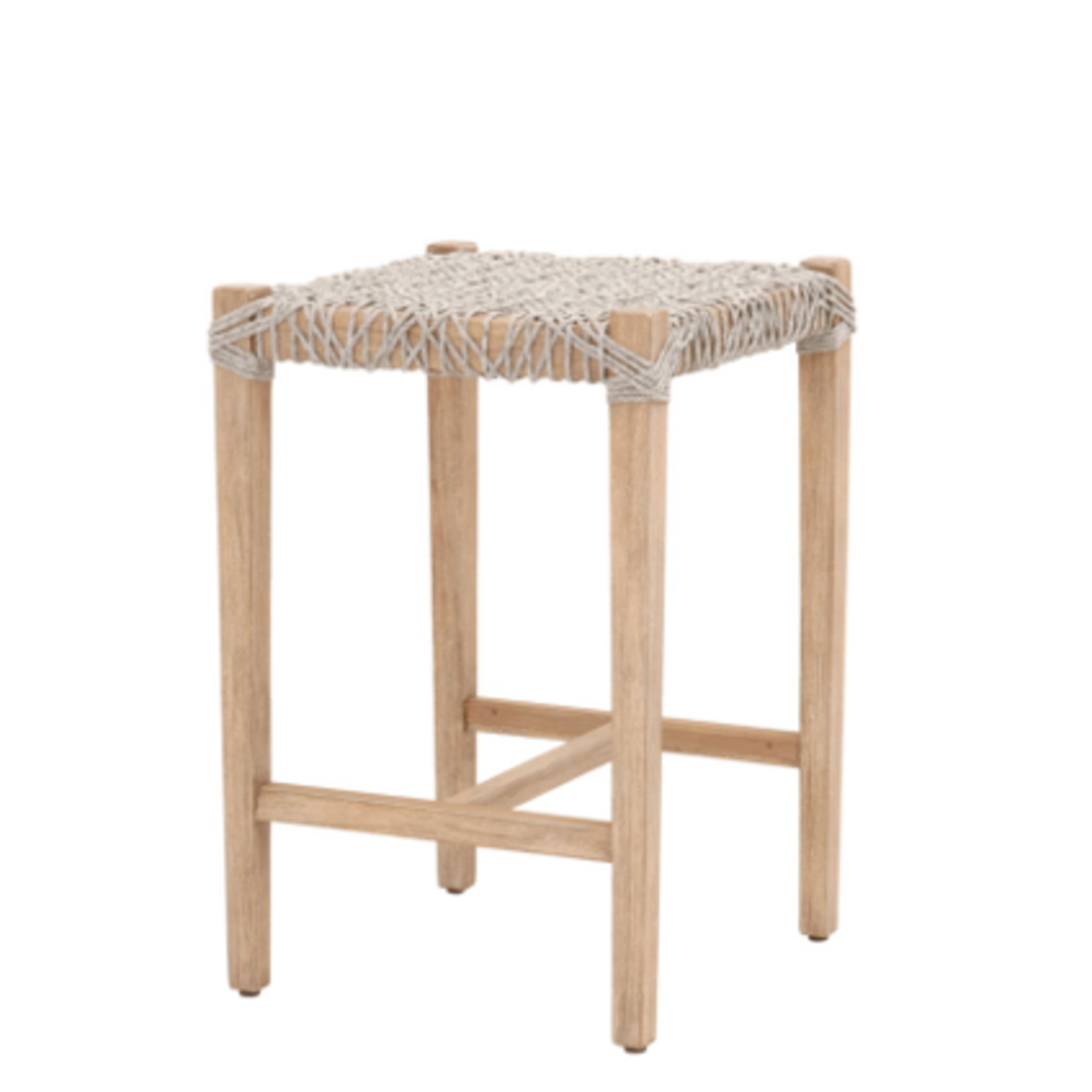 Outside The Box 26” Costa White Taupe Rope Backless Counter Stool