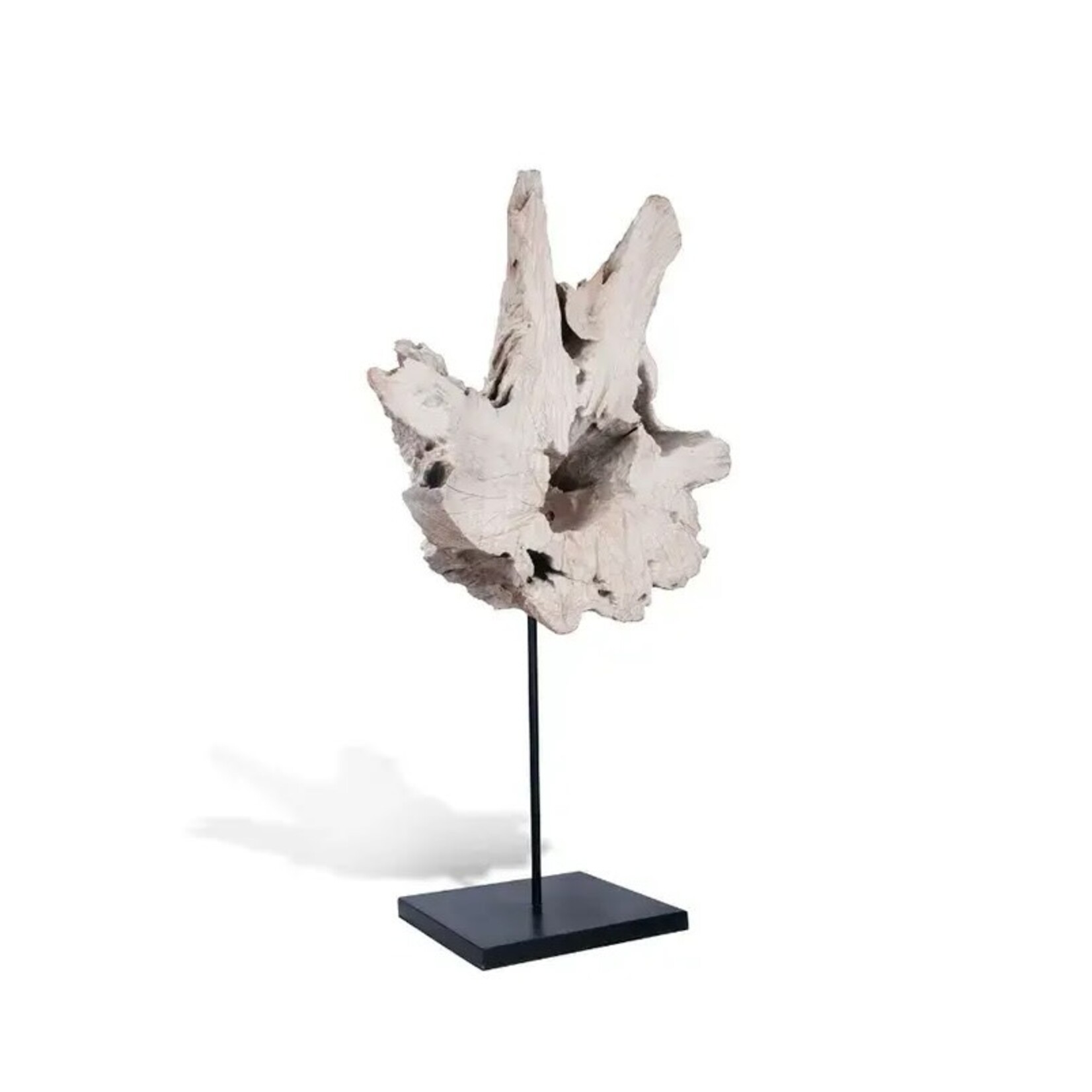 Outside The Box 47" Hemisphere Bleached Teak Wood Sculpture On Base
