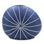Outside The Box 6" Diva Blue & White Lines Handcrafted Porcelain Mini L-Shape Bud Vase