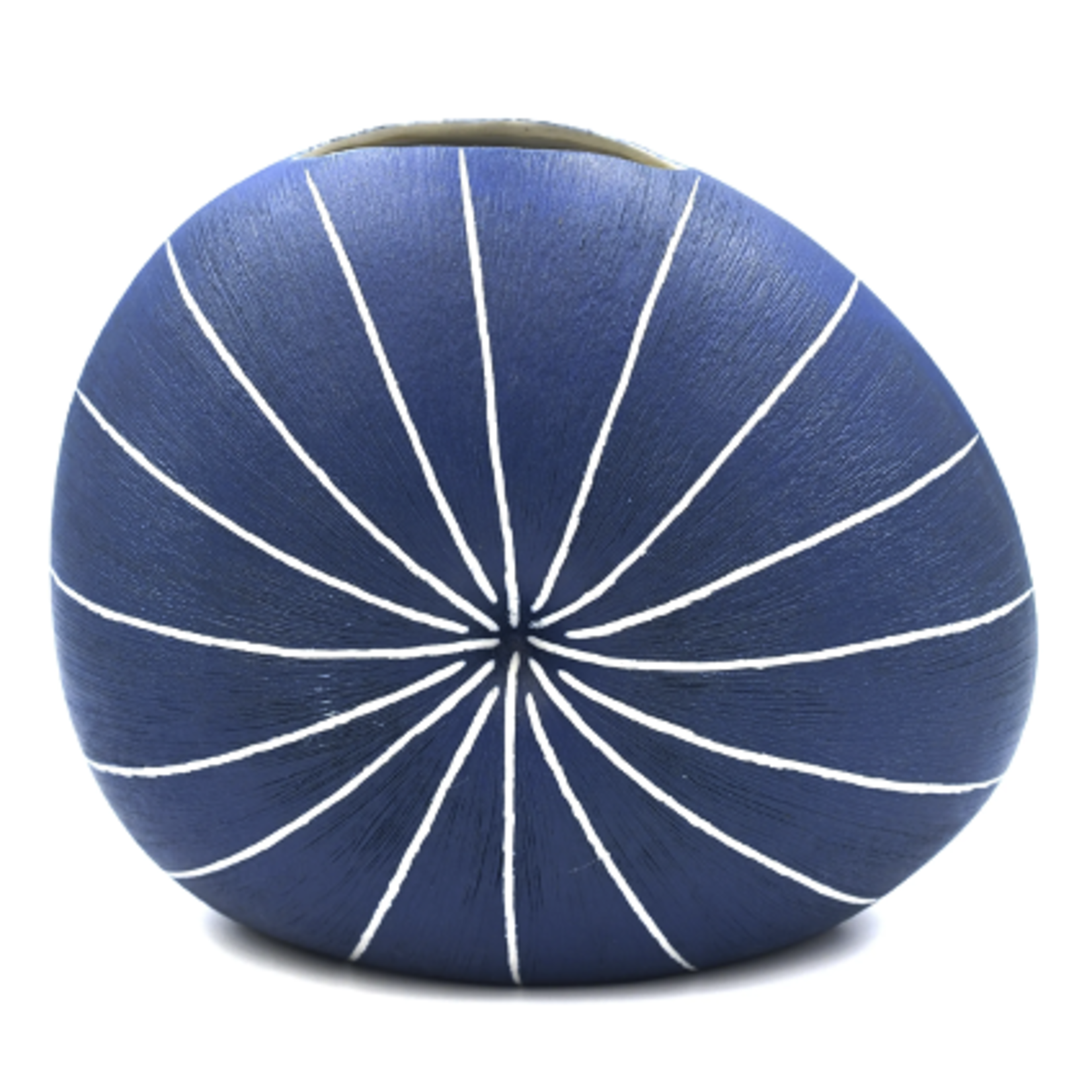 Outside The Box 6" Diva Blue & White Lines Handcrafted Porcelain Mini L-Shape Bud Vase