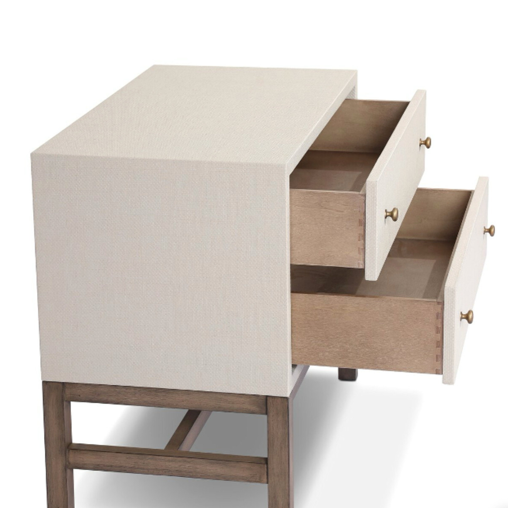 Outside The Box 30x17x27 Cienna Raffia Wrapped 2 Drawer Nightstand In Ivory