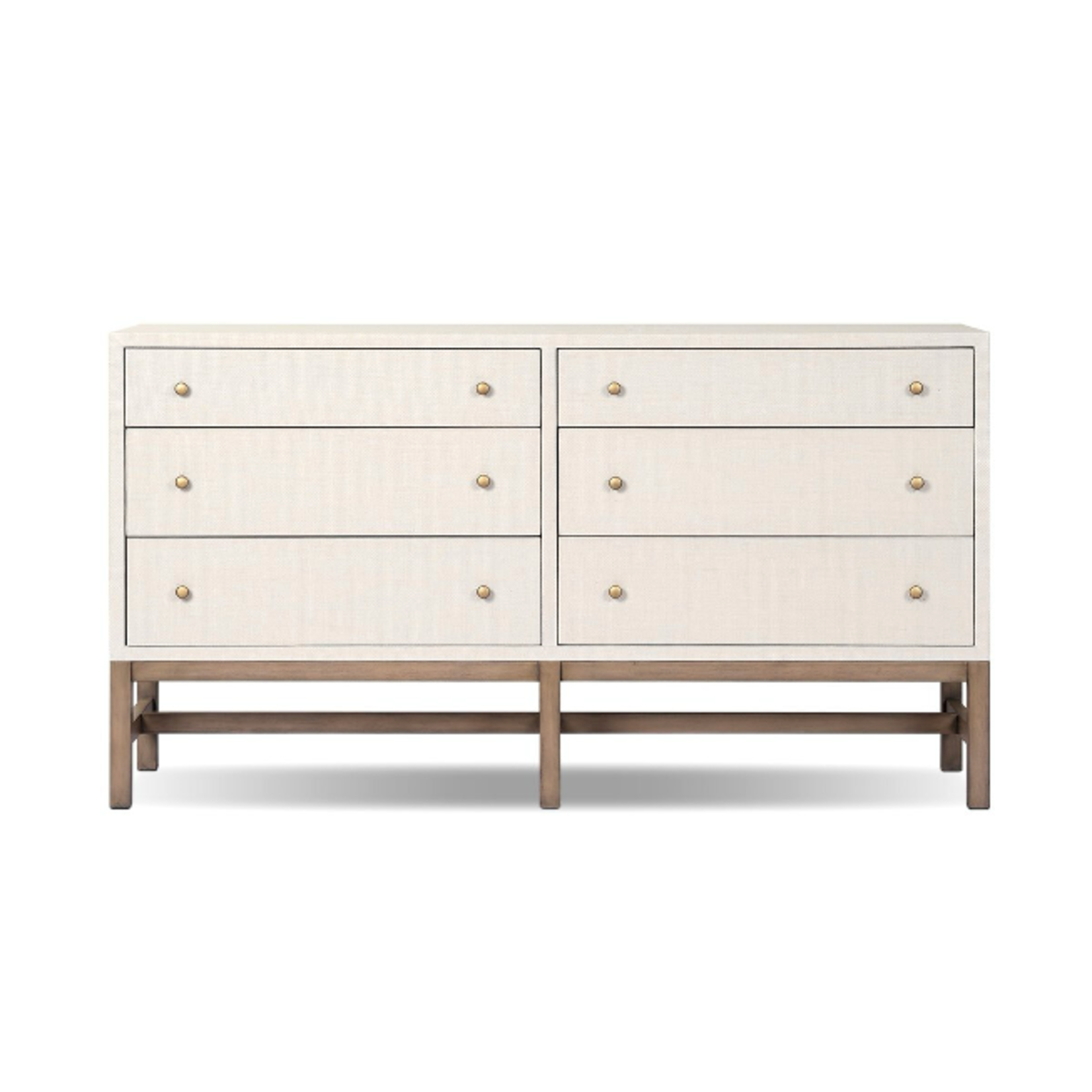 Outside The Box 62x17x34 Cienna Raffia Wrapped 6 Drawer Dresser In Ivory