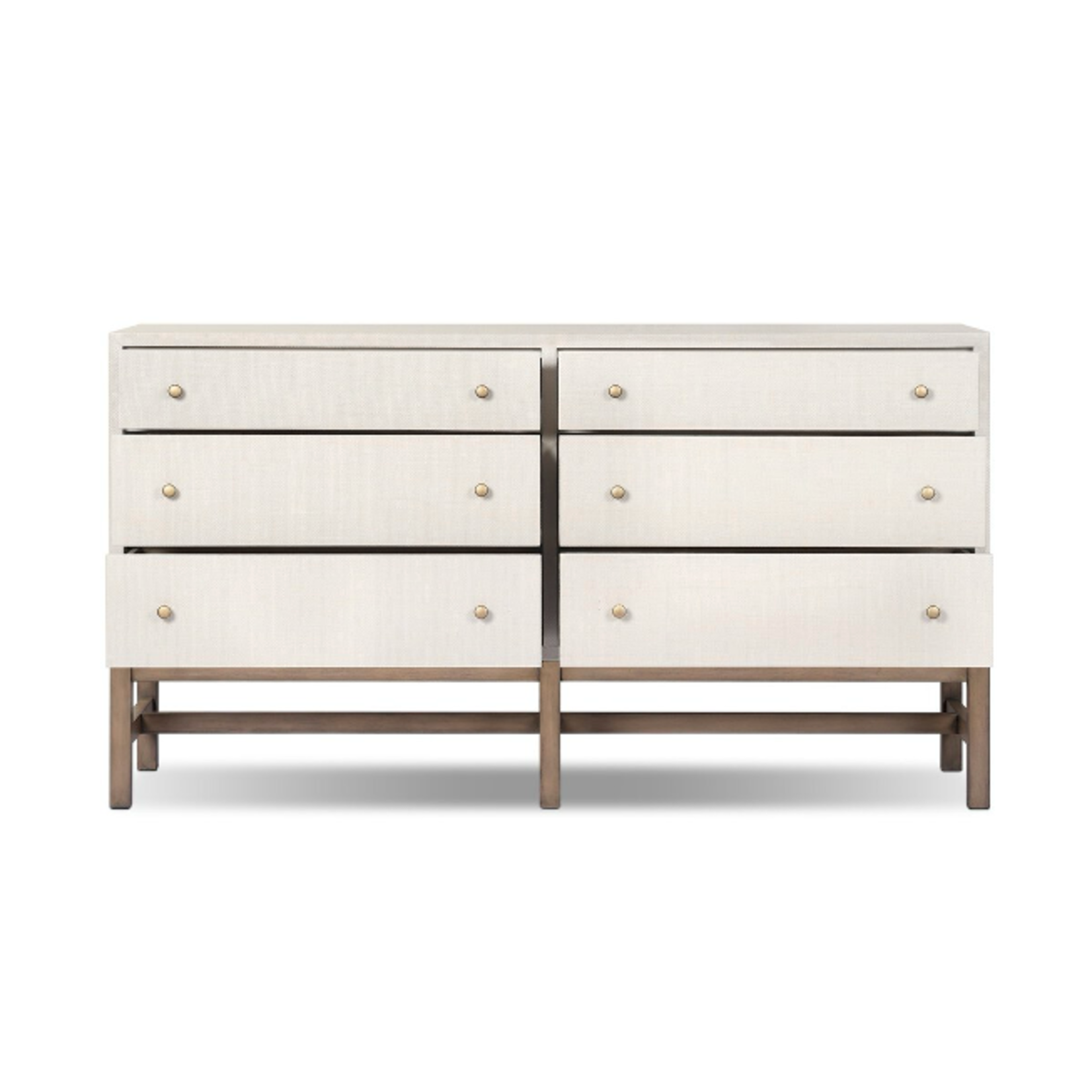 Outside The Box 62x17x34 Cienna Raffia Wrapped 6 Drawer Dresser In Ivory