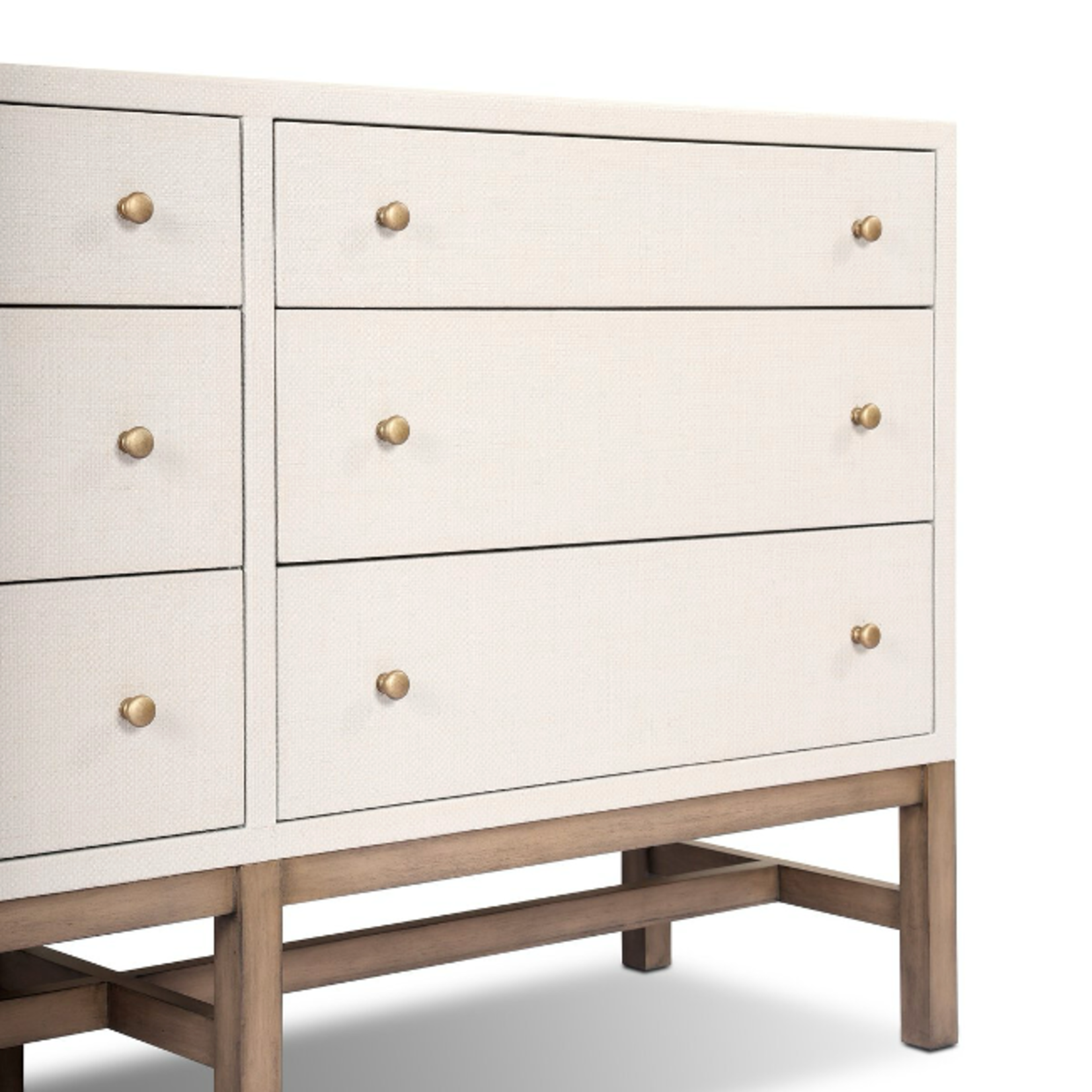 Outside The Box 62x17x34 Cienna Raffia Wrapped 6 Drawer Dresser In Ivory