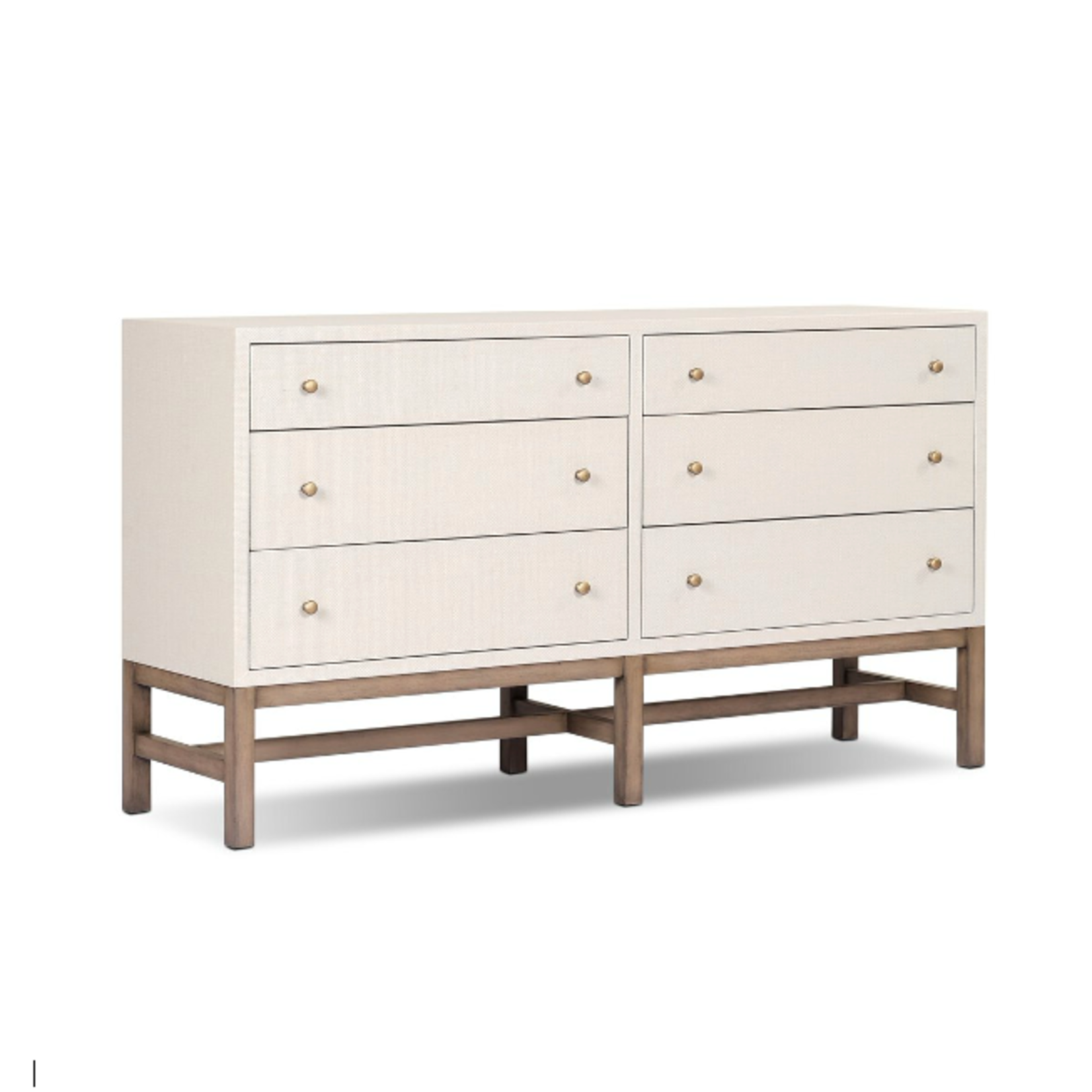 Outside The Box 62x17x34 Cienna Raffia Wrapped 6 Drawer Dresser In Ivory