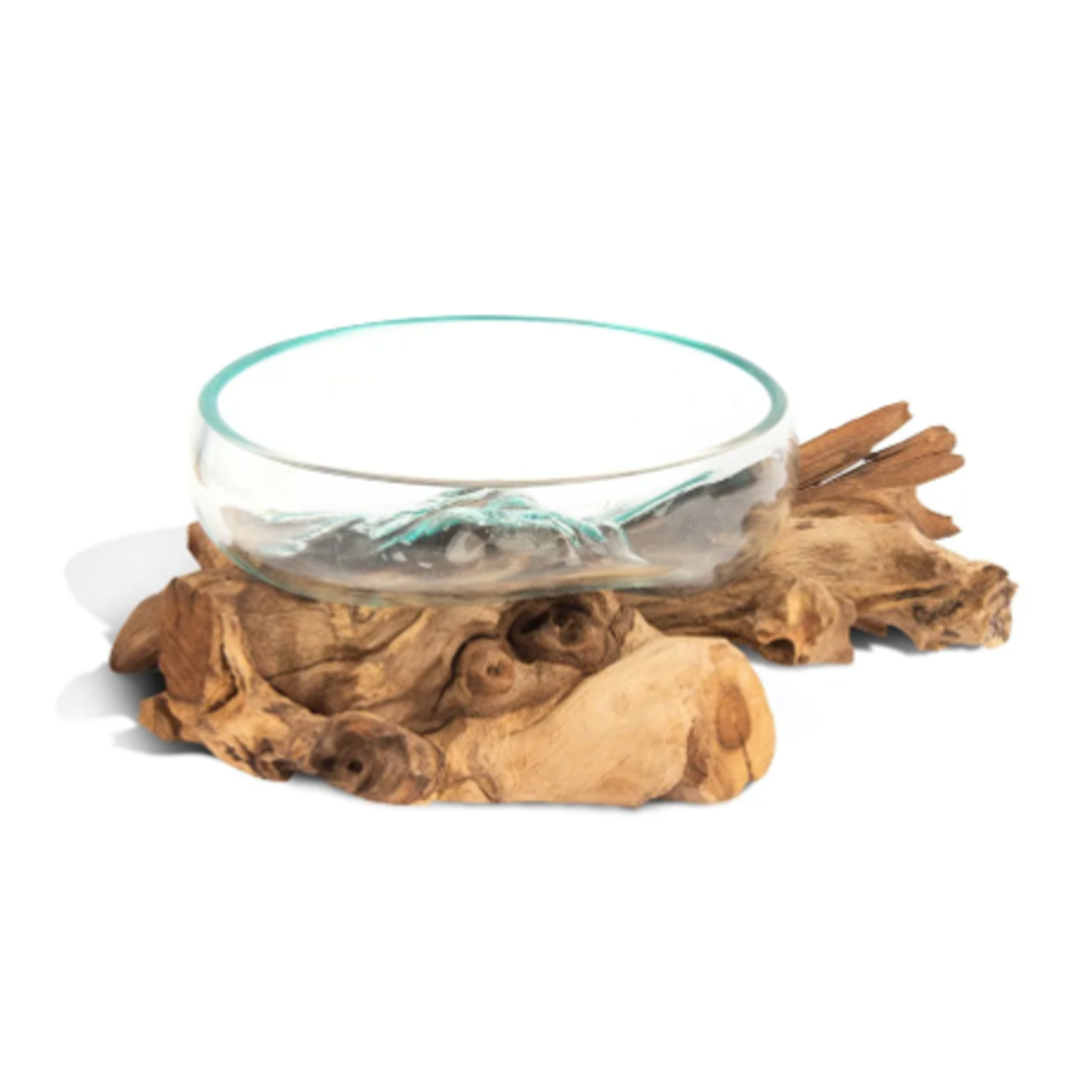 Outside The Box 6" Hand Blown Glass Bowl With Drift Wood