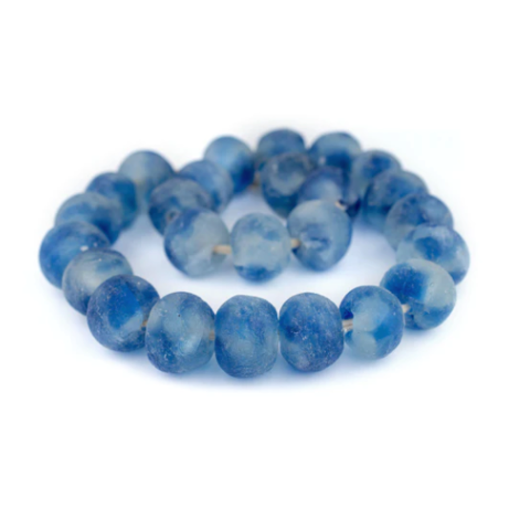 Outside The Box 30" Blue Swirl Recycled 34mm Glass Beads