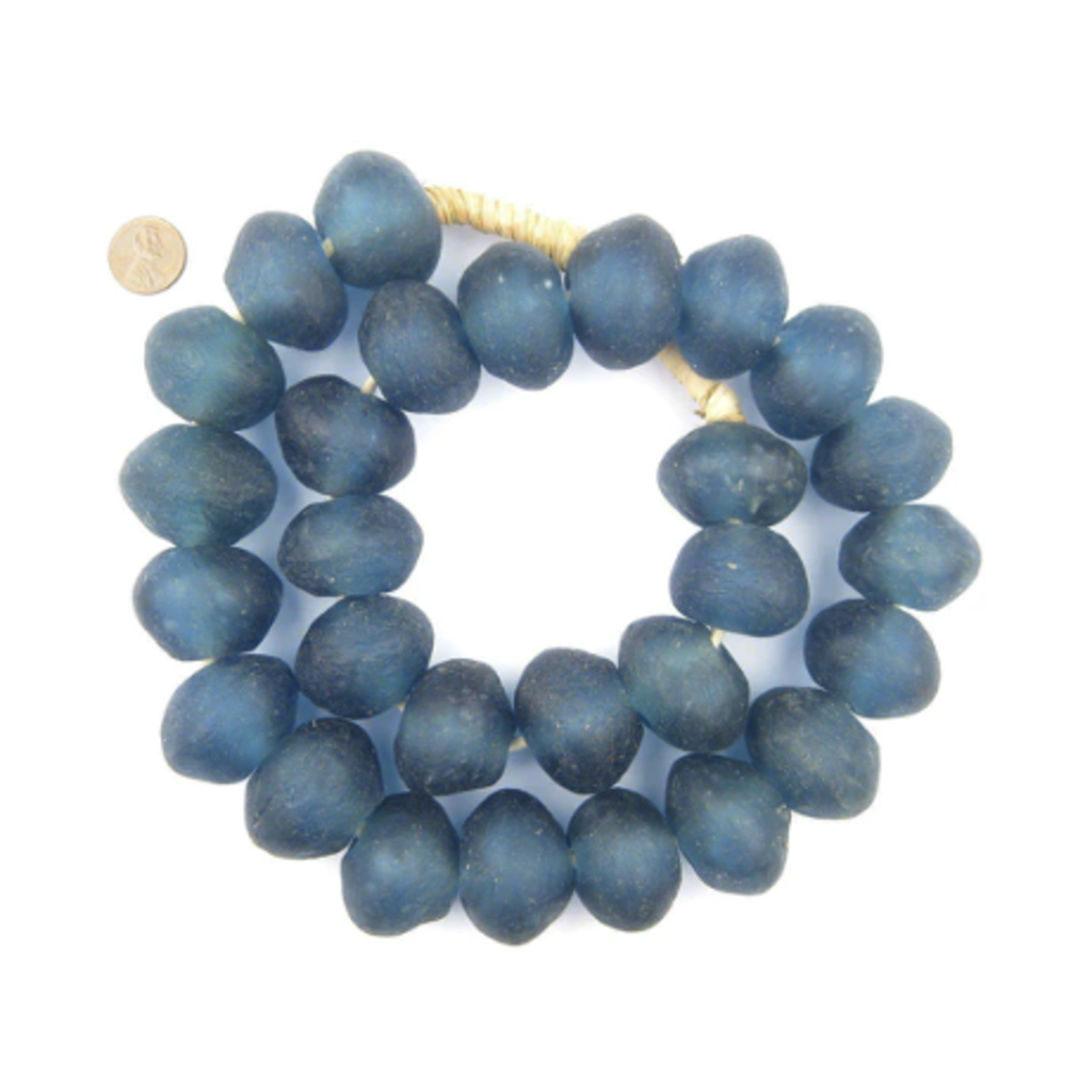 Outside The Box 30" Light Blue Recycled 33mm Glass Beads