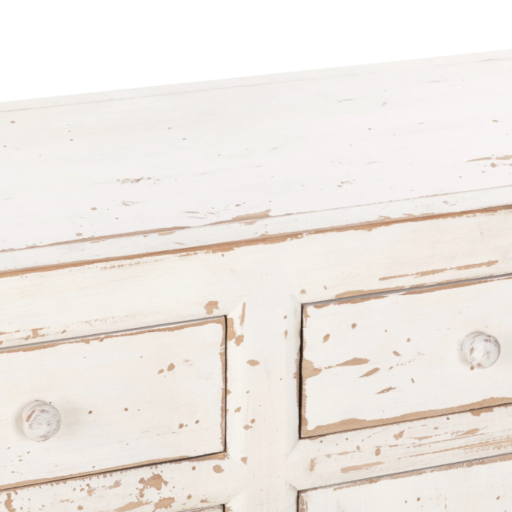 Outside The Box 68x18x36 Holden Solid Reclaimed Pine White Distressed 2 Drawer 4 Door Server
