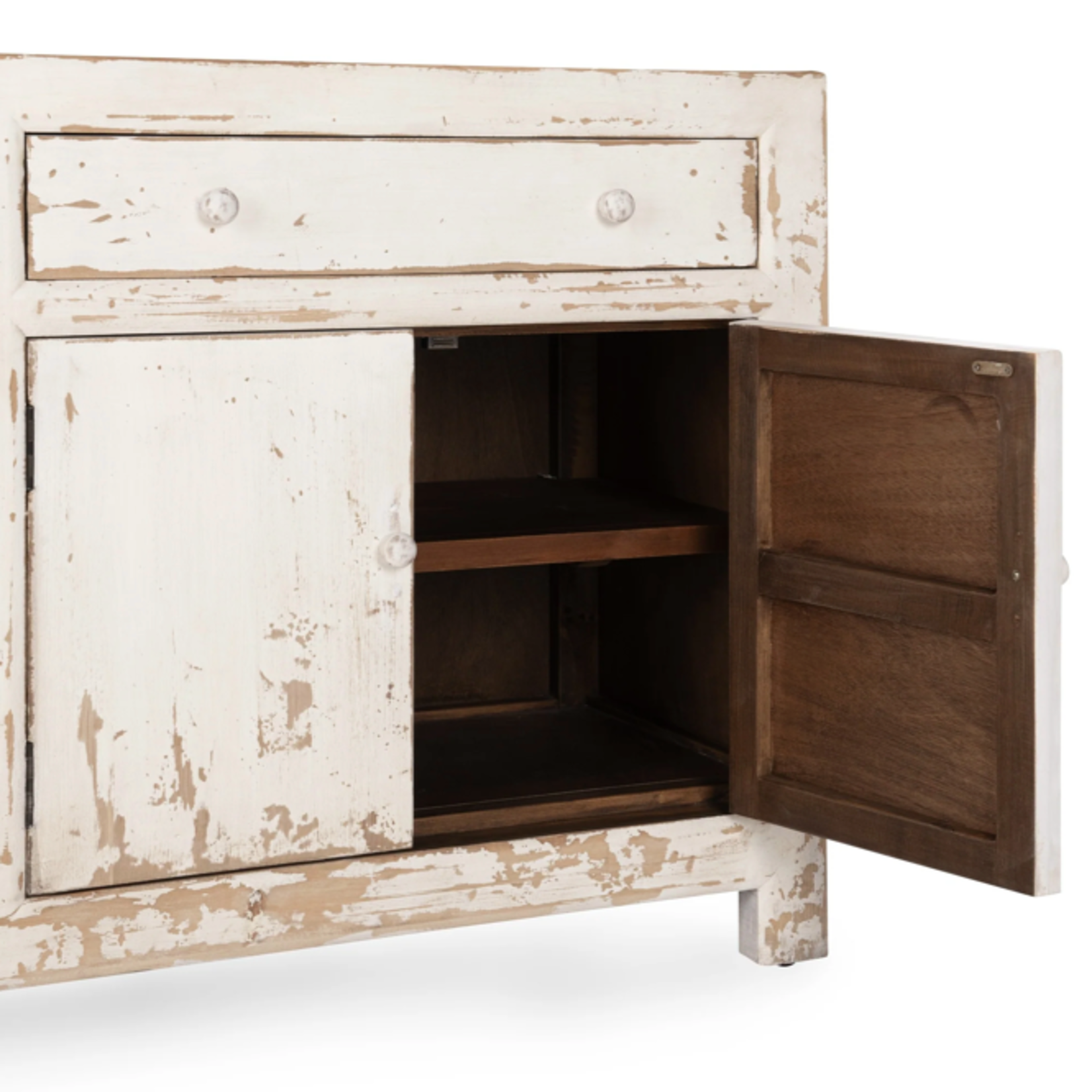 Outside The Box 68x18x36 Holden Solid Reclaimed Pine White Distressed 2 Drawer 4 Door Server